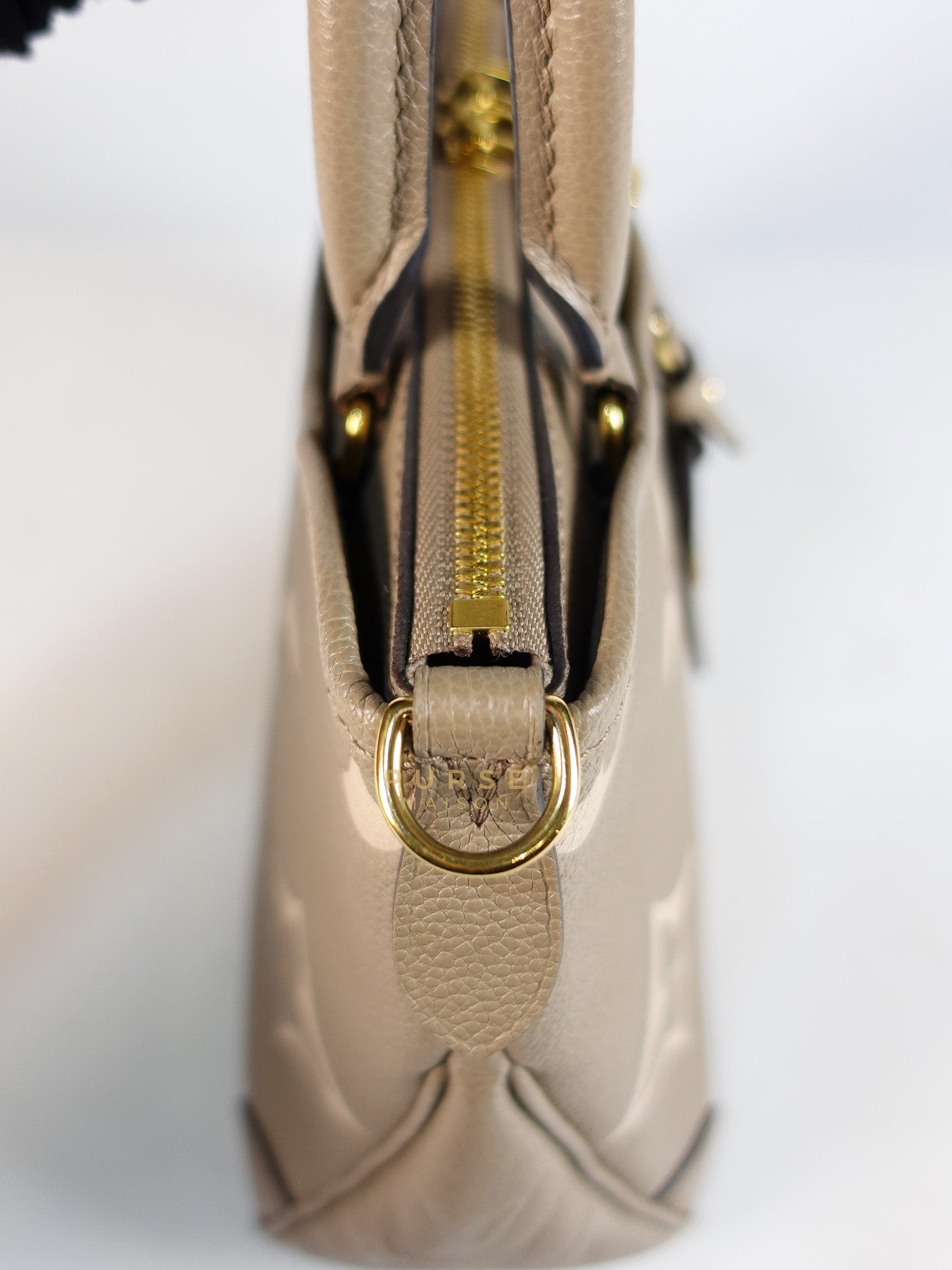 Trianon PM Hand Bag in Beige Monogram Empreinte Leather & Gold Hardware Microchip | Purse Maison Luxury Bags Shop