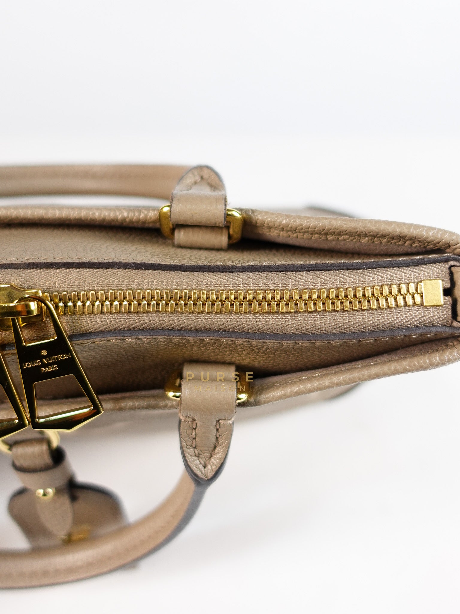 Trianon PM Hand Bag in Beige Monogram Empreinte Leather & Gold Hardware Microchip | Purse Maison Luxury Bags Shop