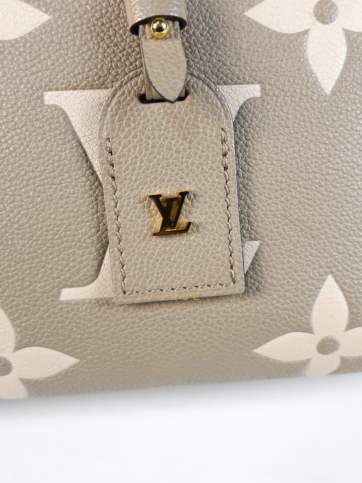 Trianon PM Hand Bag in Beige Monogram Empreinte Leather & Gold Hardware Microchip | Purse Maison Luxury Bags Shop
