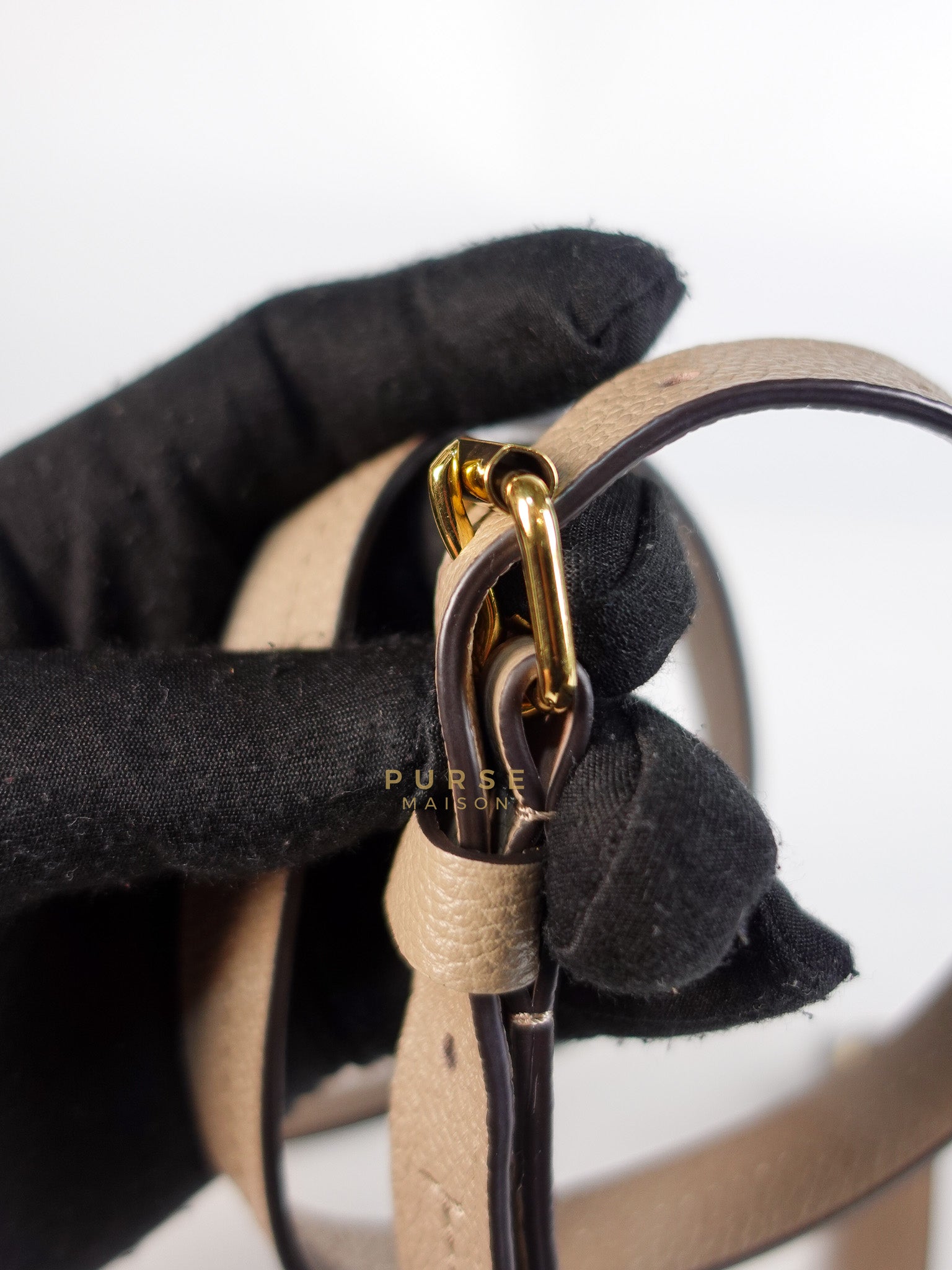 Trianon PM Hand Bag in Beige Monogram Empreinte Leather & Gold Hardware Microchip | Purse Maison Luxury Bags Shop