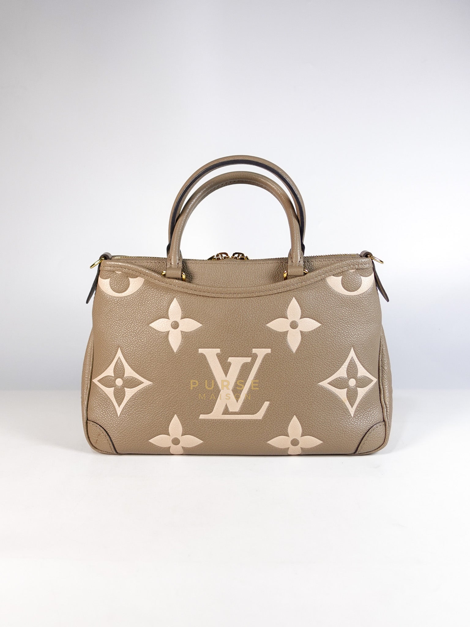 Trianon PM Hand Bag in Beige Monogram Empreinte Leather & Gold Hardware Microchip | Purse Maison Luxury Bags Shop