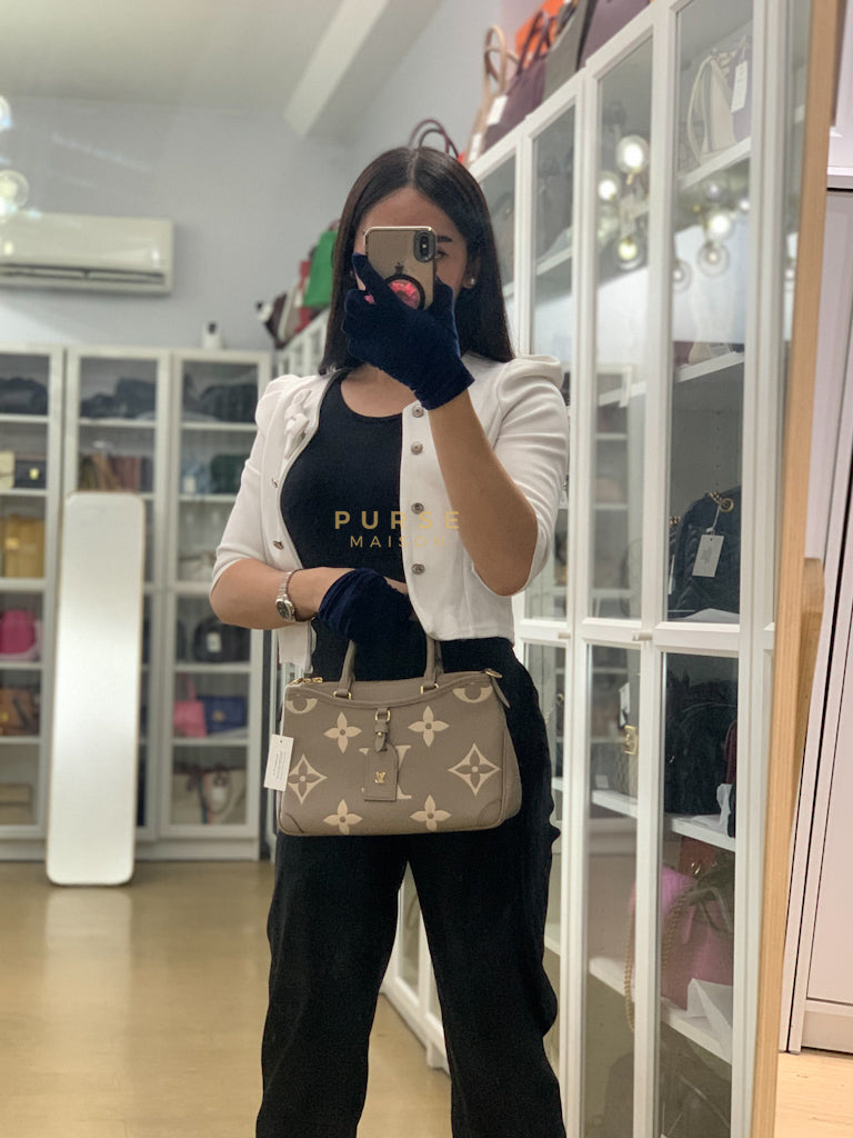 Trianon PM Hand Bag in Beige Monogram Empreinte Leather & Gold Hardware Microchip | Purse Maison Luxury Bags Shop