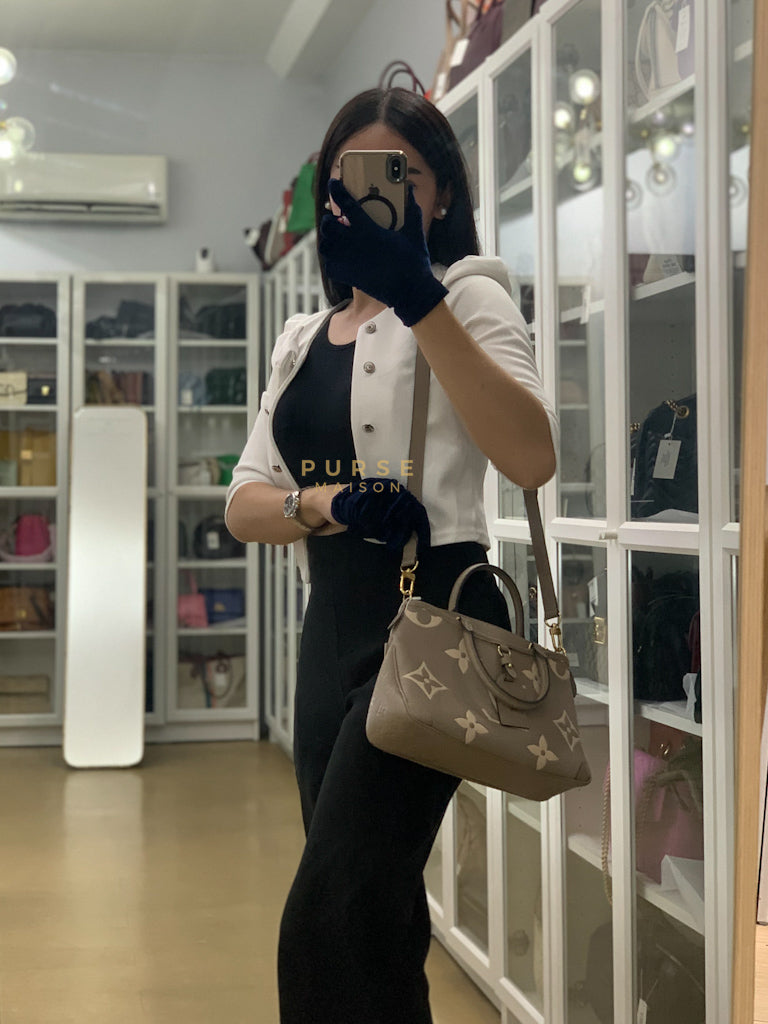 Trianon PM Hand Bag in Beige Monogram Empreinte Leather & Gold Hardware Microchip | Purse Maison Luxury Bags Shop