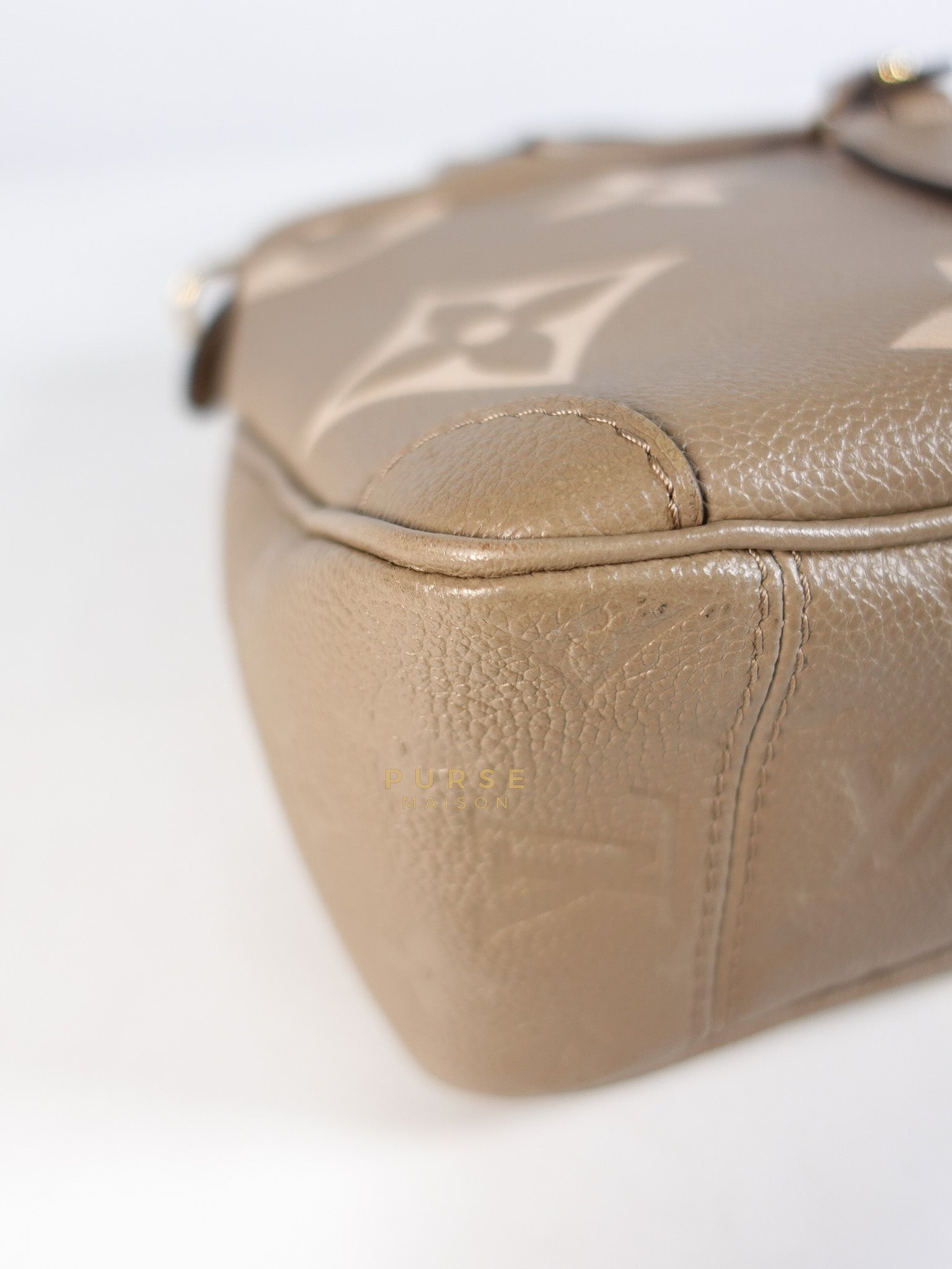 Trianon PM Hand Bag in Beige Monogram Empreinte Leather & Gold Hardware Microchip | Purse Maison Luxury Bags Shop