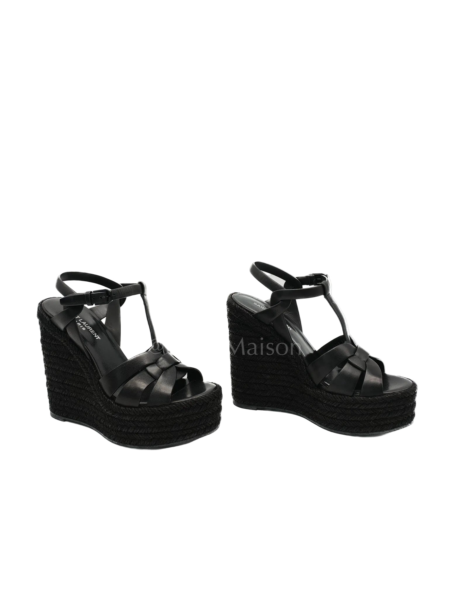 Tribute Espadrille Wedge Sandals in Black Size 37 EU (23cm) | Purse Maison Luxury Bags Shop