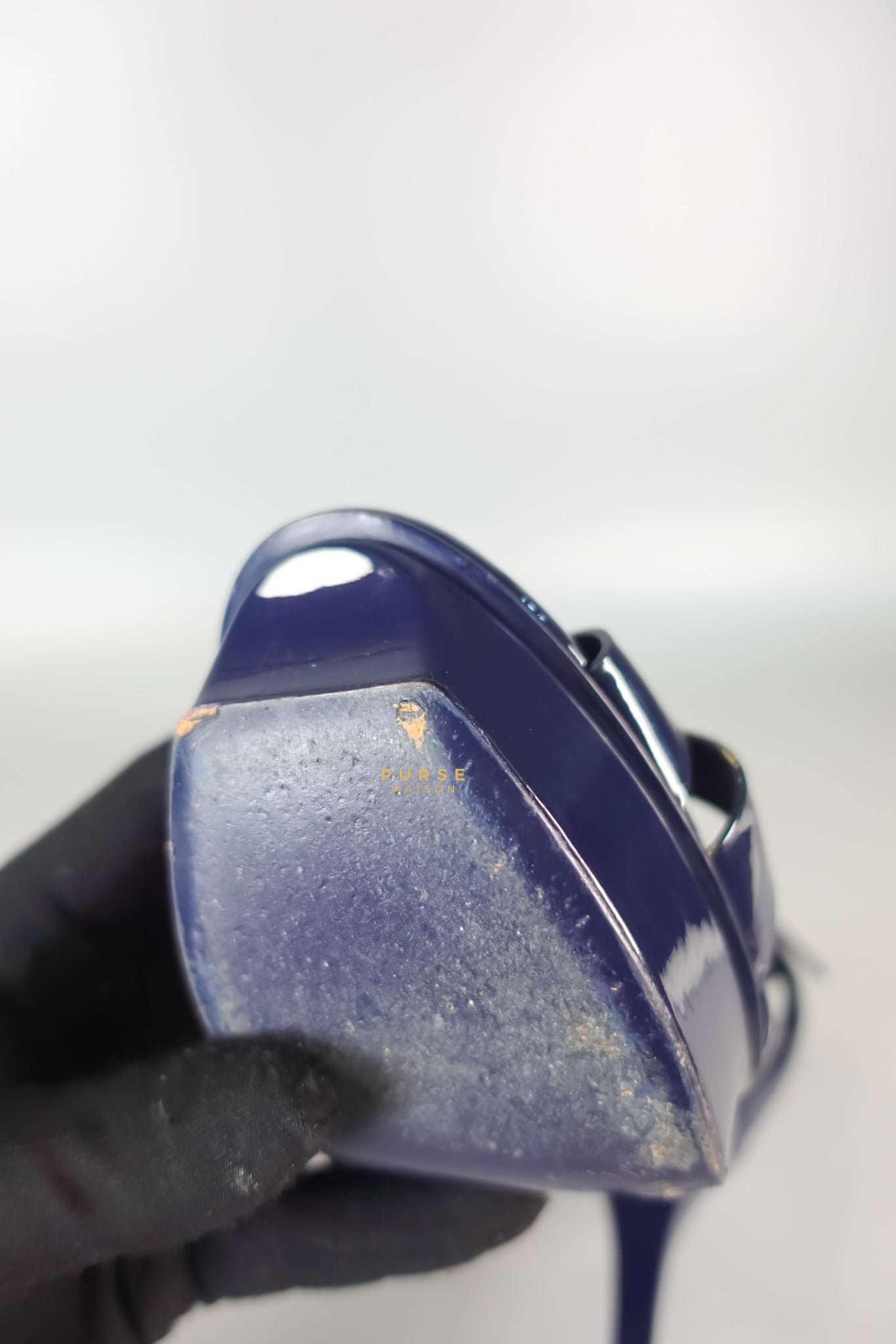 Tribute Leather Platform Sandal Patent Navy Blue High Heels (Size 36EU 23cm) | Purse Maison Luxury Bags Shop