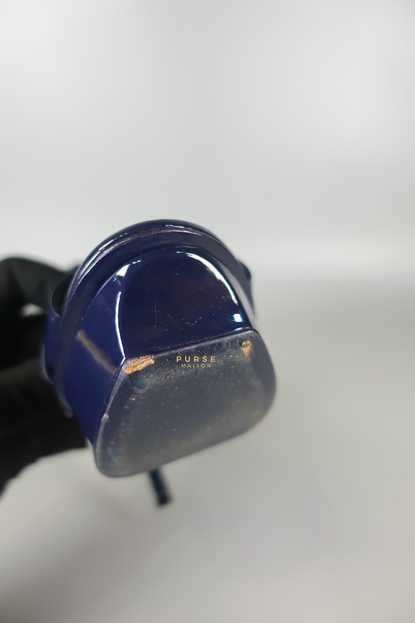 Tribute Leather Platform Sandal Patent Navy Blue High Heels (Size 36EU 23cm) | Purse Maison Luxury Bags Shop