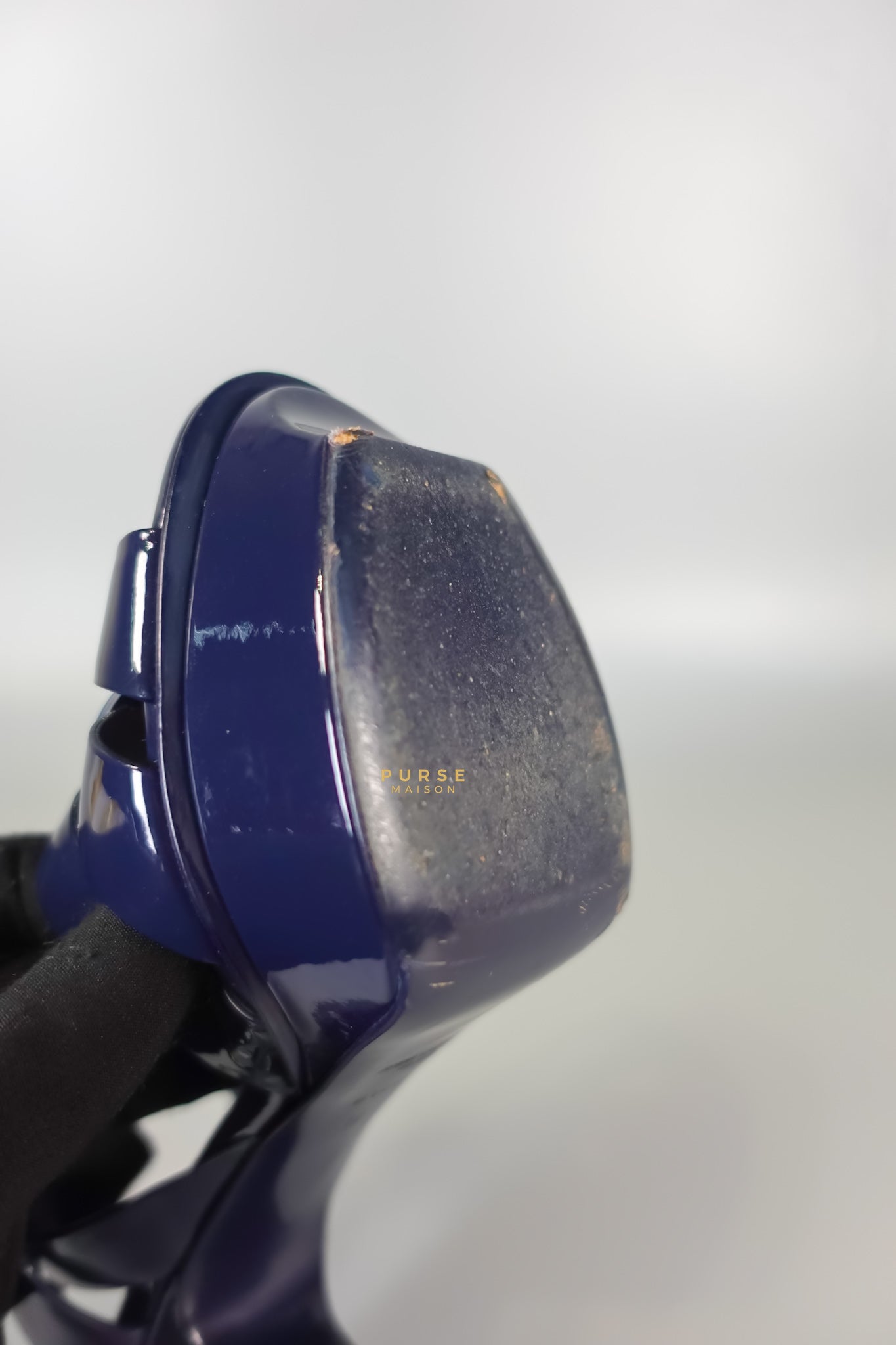 Tribute Leather Platform Sandal Patent Navy Blue High Heels (Size 36EU 23cm) | Purse Maison Luxury Bags Shop