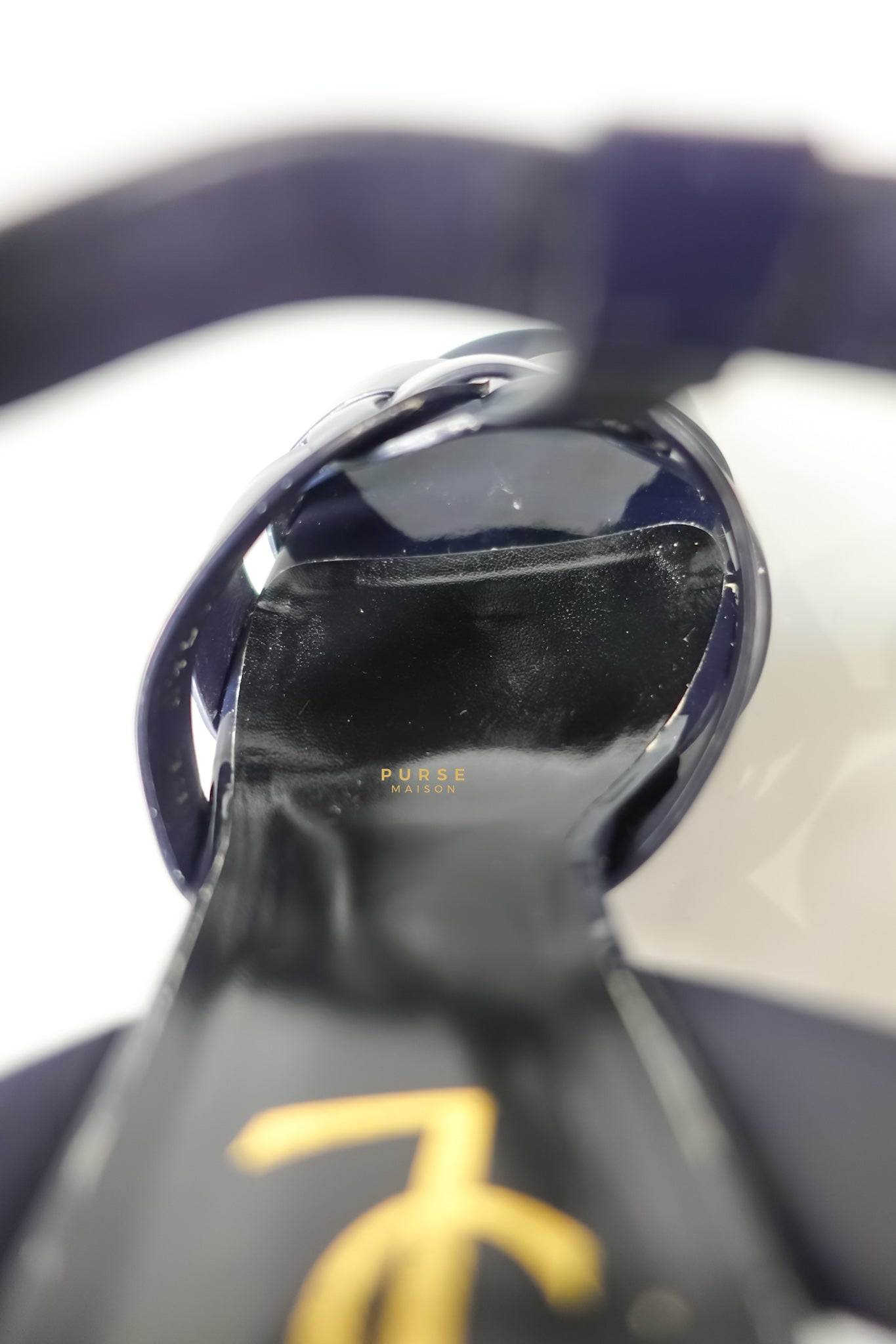 Tribute Leather Platform Sandal Patent Navy Blue High Heels (Size 36EU 23cm) | Purse Maison Luxury Bags Shop