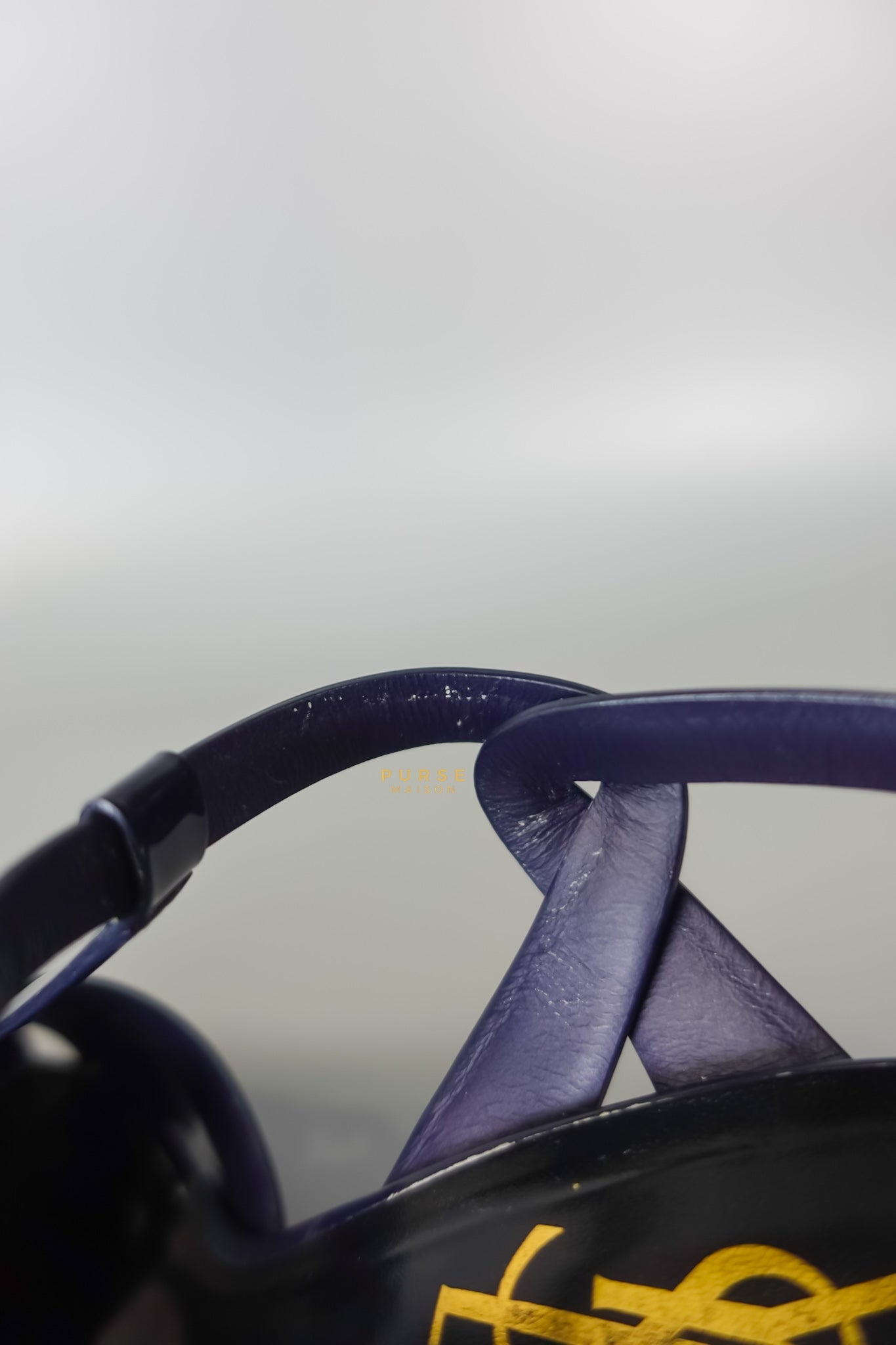 Tribute Leather Platform Sandal Patent Navy Blue High Heels (Size 36EU 23cm) | Purse Maison Luxury Bags Shop