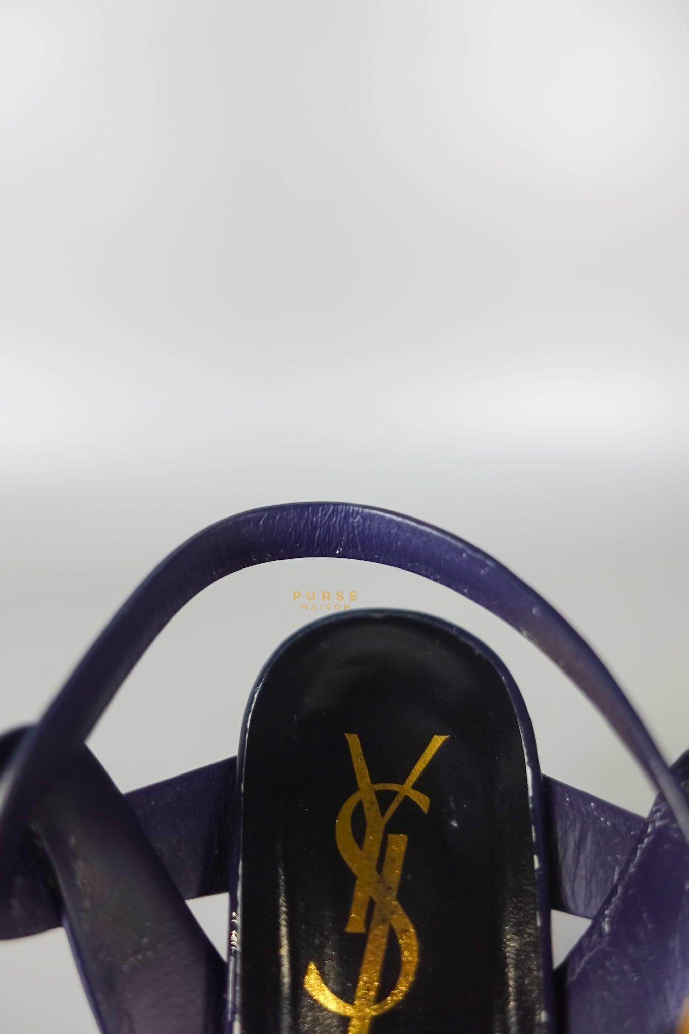 Tribute Leather Platform Sandal Patent Navy Blue High Heels (Size 36EU 23cm) | Purse Maison Luxury Bags Shop