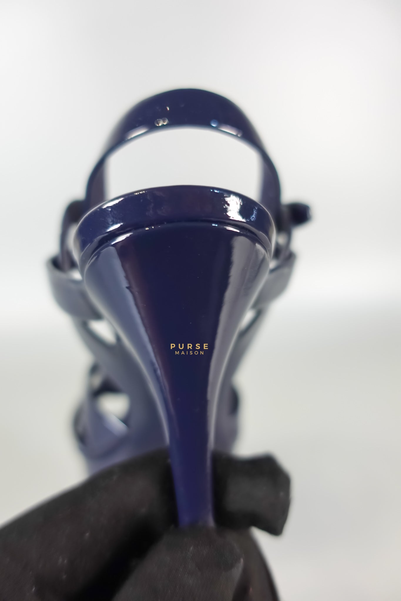Tribute Leather Platform Sandal Patent Navy Blue High Heels (Size 36EU 23cm) | Purse Maison Luxury Bags Shop