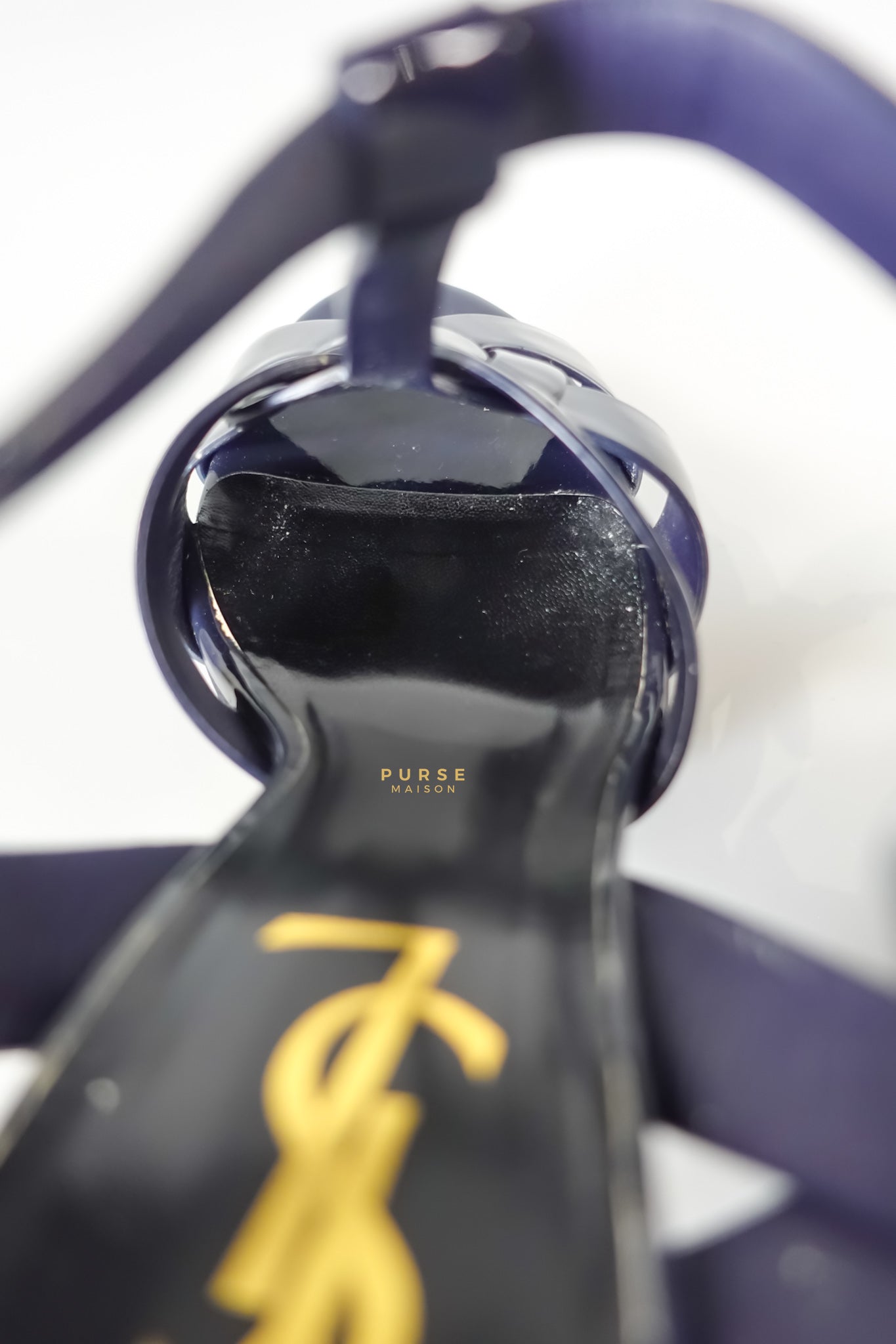 Tribute Leather Platform Sandal Patent Navy Blue High Heels (Size 36EU 23cm) | Purse Maison Luxury Bags Shop