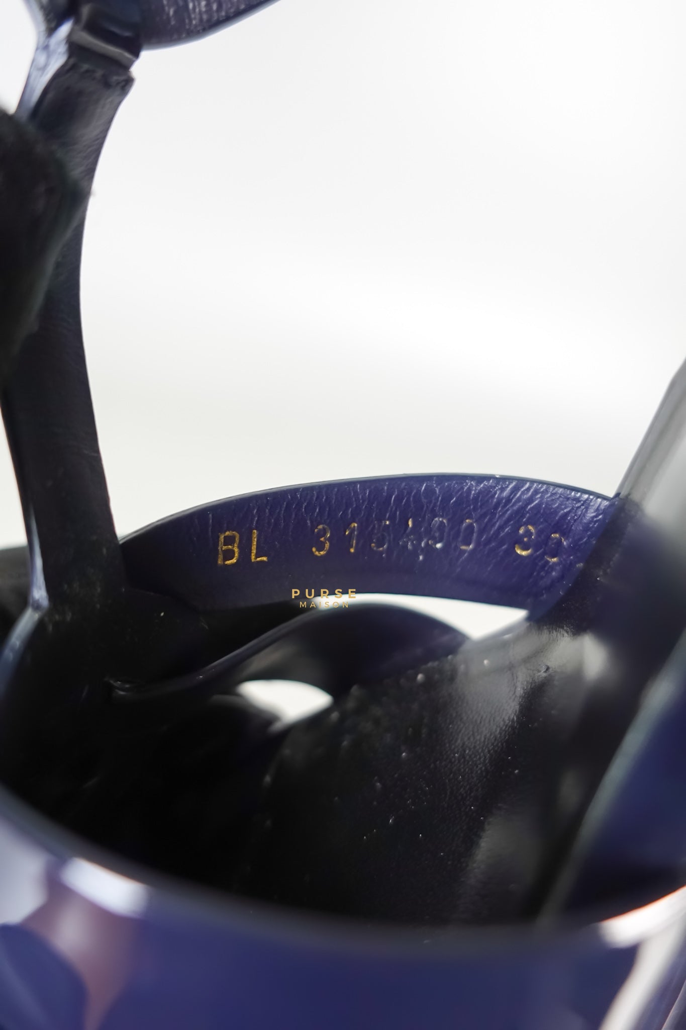 Tribute Leather Platform Sandal Patent Navy Blue High Heels (Size 36EU 23cm) | Purse Maison Luxury Bags Shop