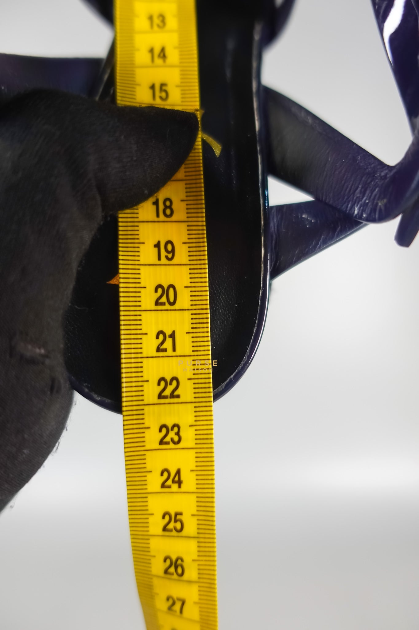 Tribute Leather Platform Sandal Patent Navy Blue High Heels (Size 36EU 23cm) | Purse Maison Luxury Bags Shop