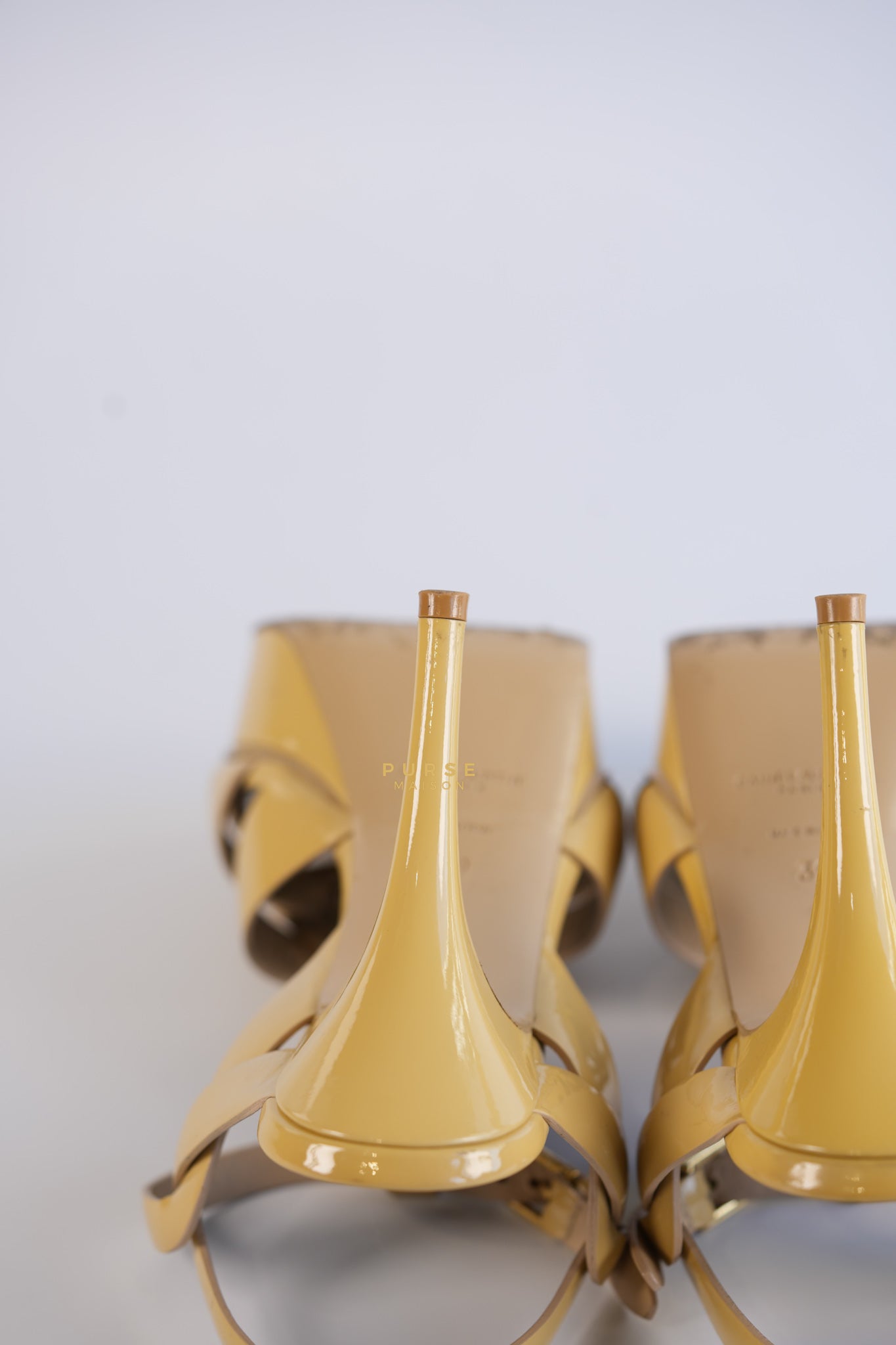 Tribute Platform Heels Patent Beige Size 39 EU (24.5 cm) | Purse Maison Luxury Bags Shop