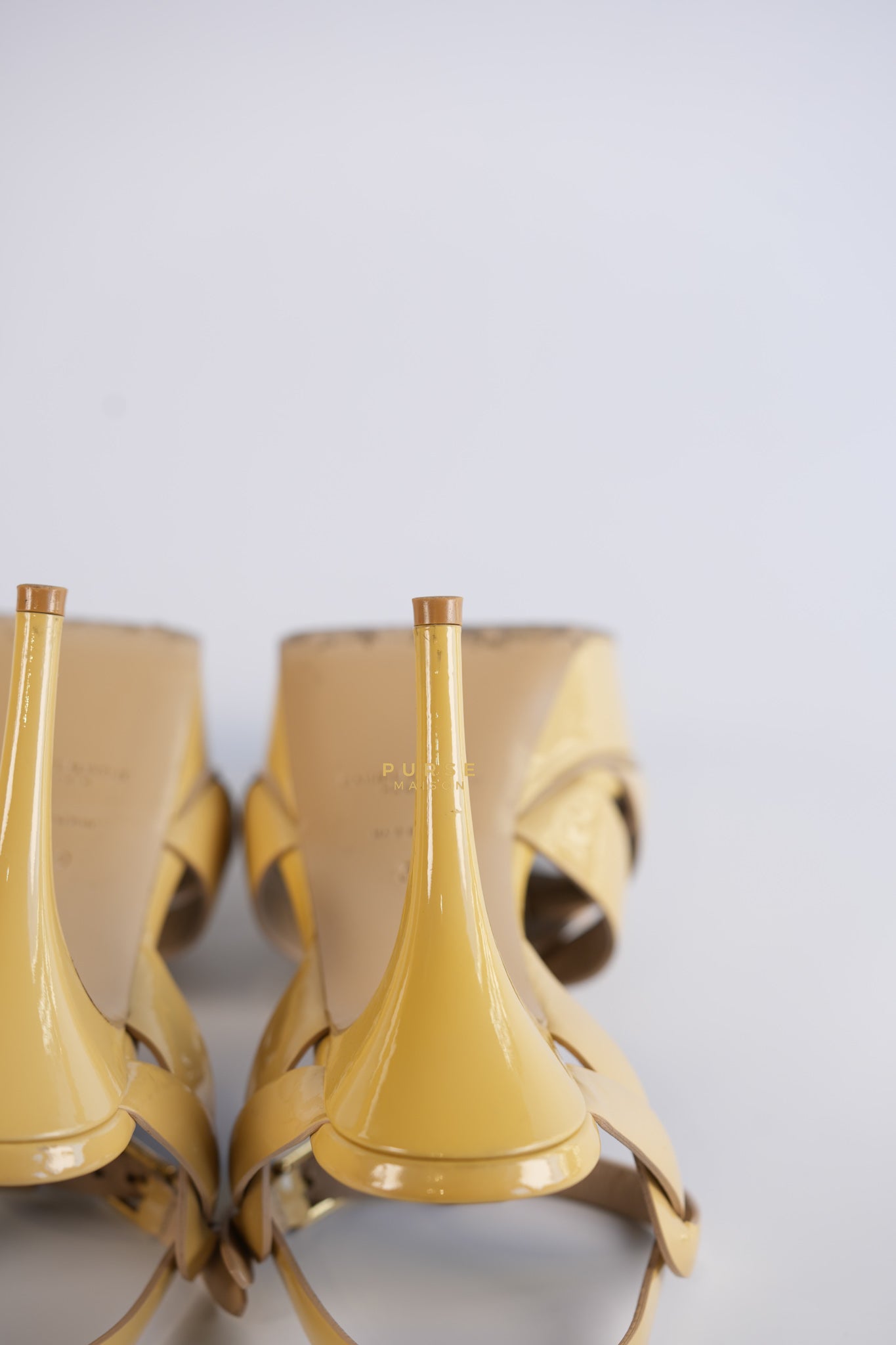 Tribute Platform Heels Patent Beige Size 39 EU (24.5 cm) | Purse Maison Luxury Bags Shop