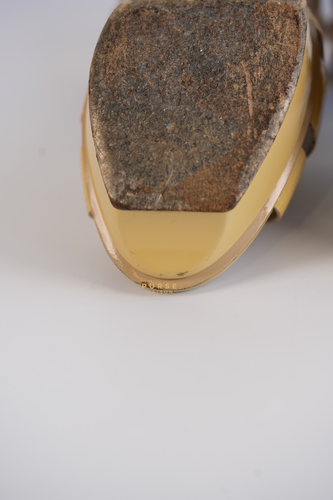 Tribute Platform Heels Patent Beige Size 39 EU (24.5 cm) | Purse Maison Luxury Bags Shop