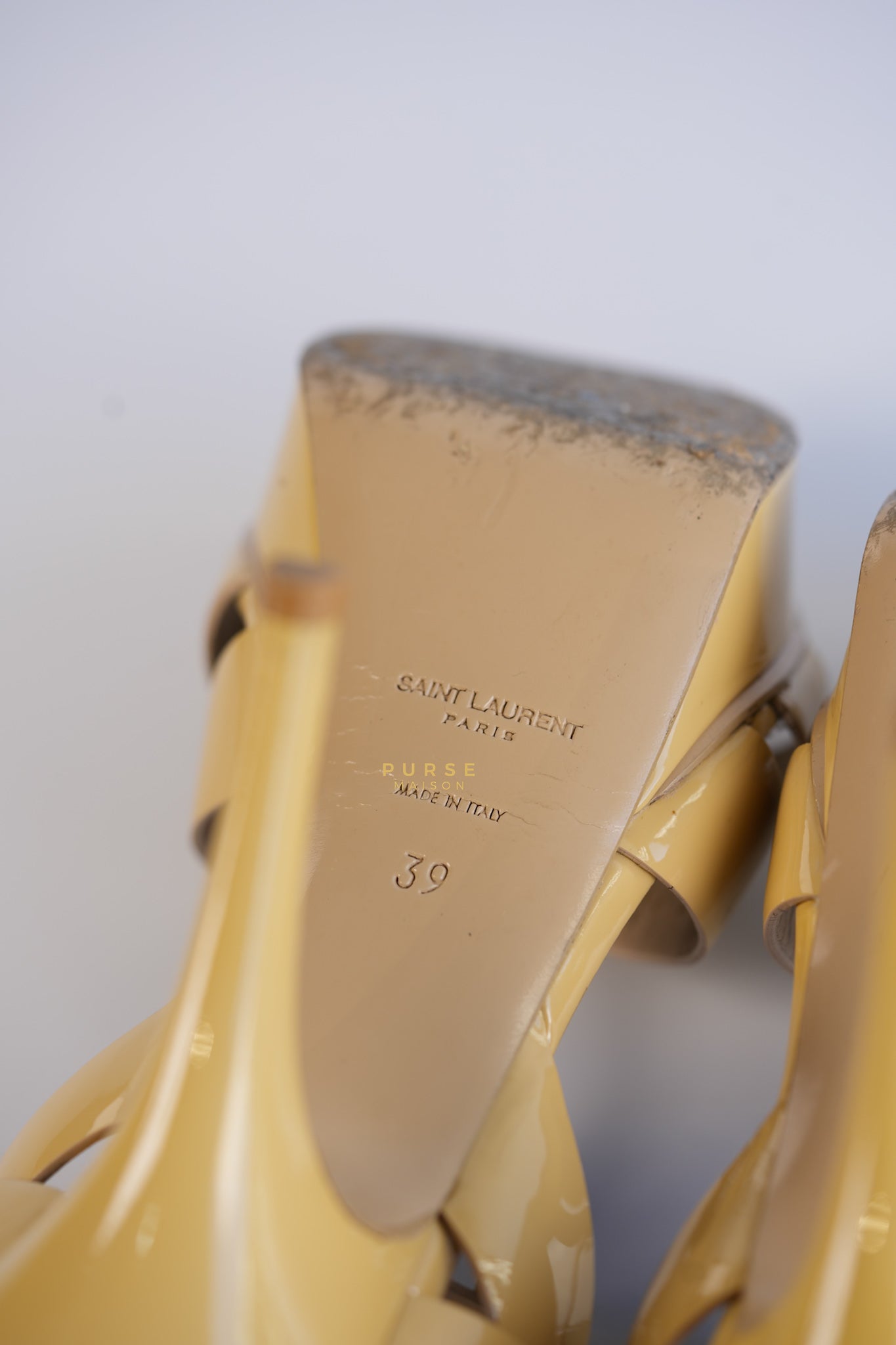 Tribute Platform Heels Patent Beige Size 39 EU (24.5 cm) | Purse Maison Luxury Bags Shop