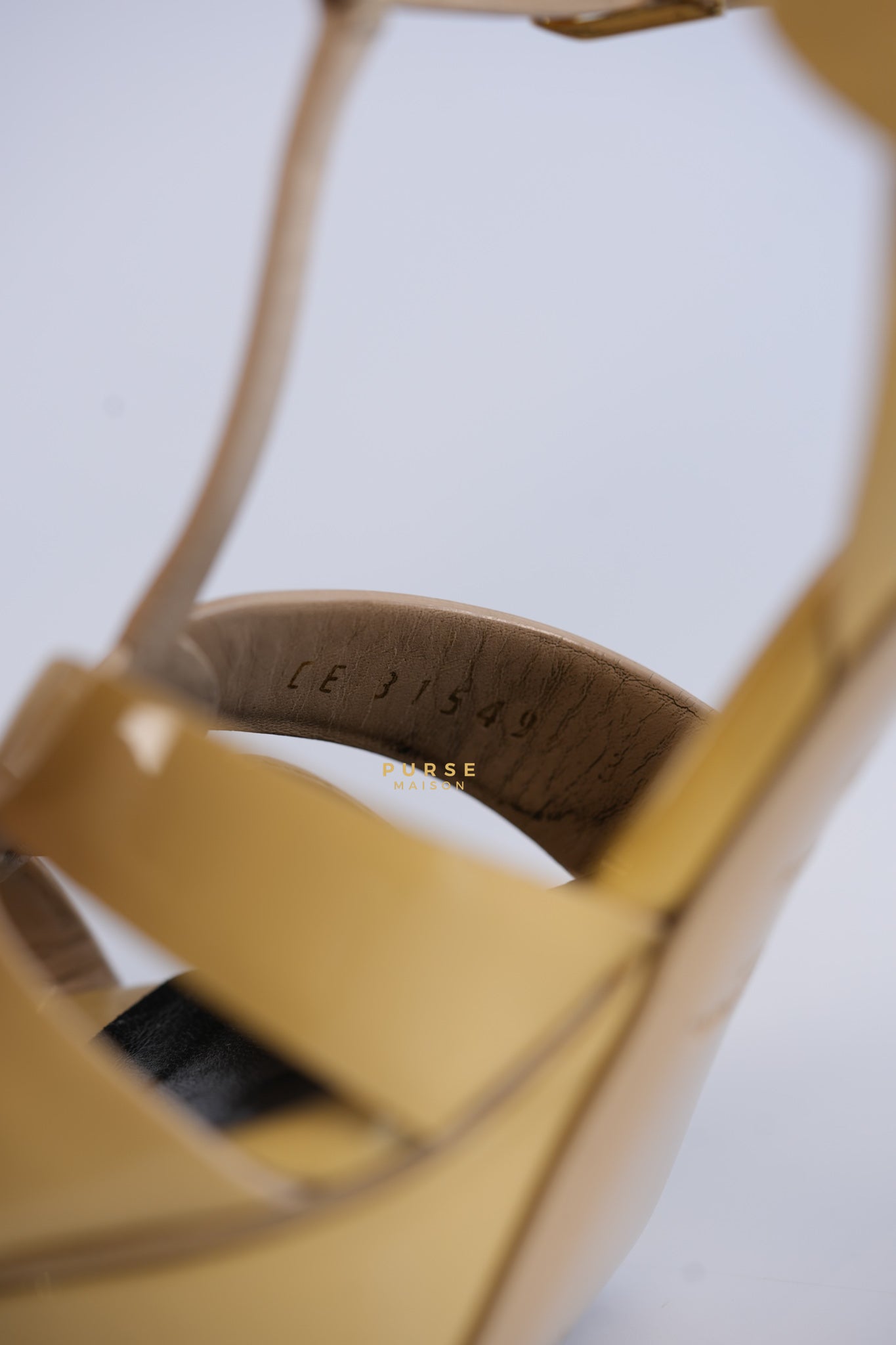 Tribute Platform Heels Patent Beige Size 39 EU (24.5 cm) | Purse Maison Luxury Bags Shop
