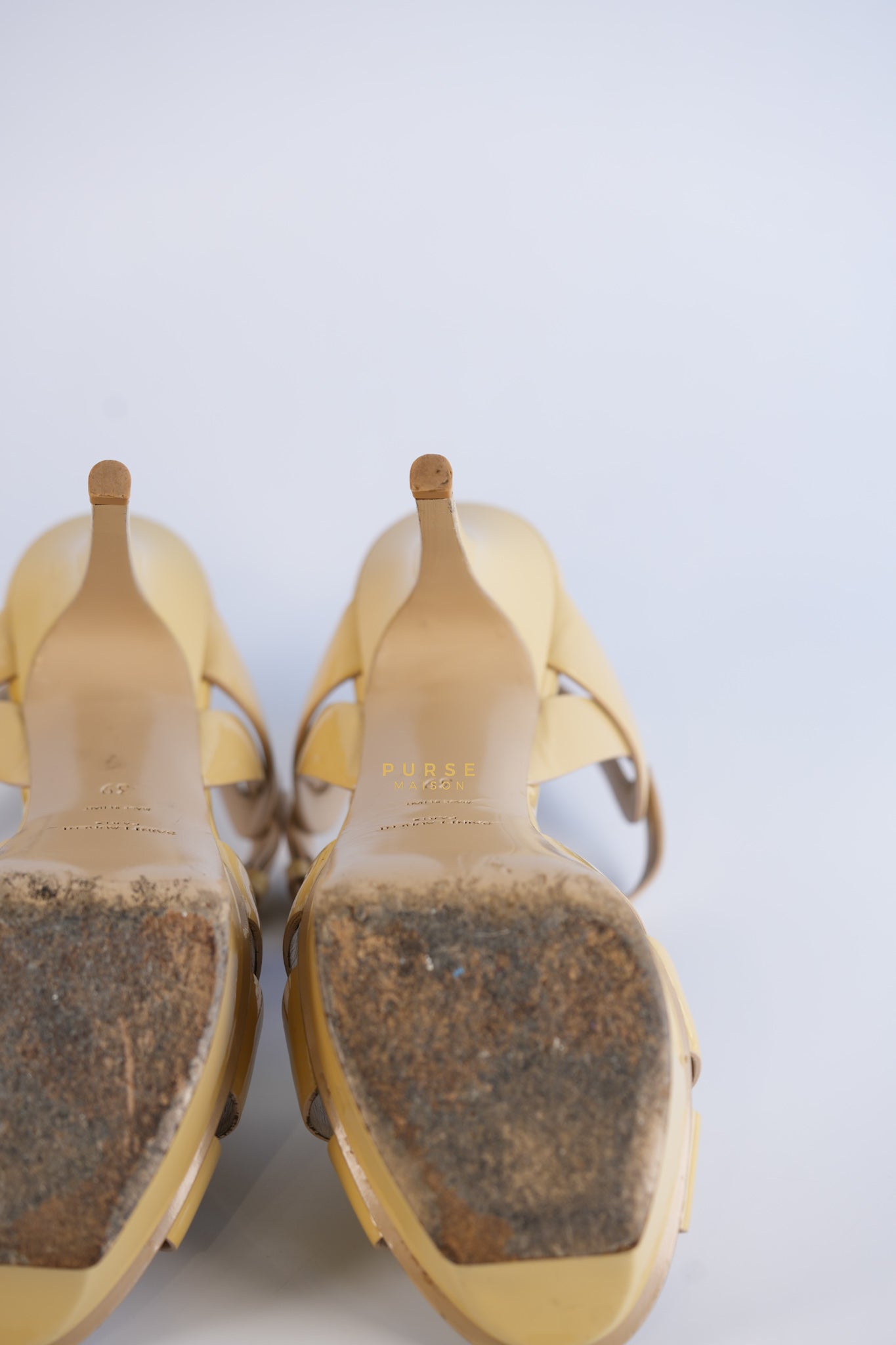 Tribute Platform Heels Patent Beige Size 39 EU (24.5 cm) | Purse Maison Luxury Bags Shop