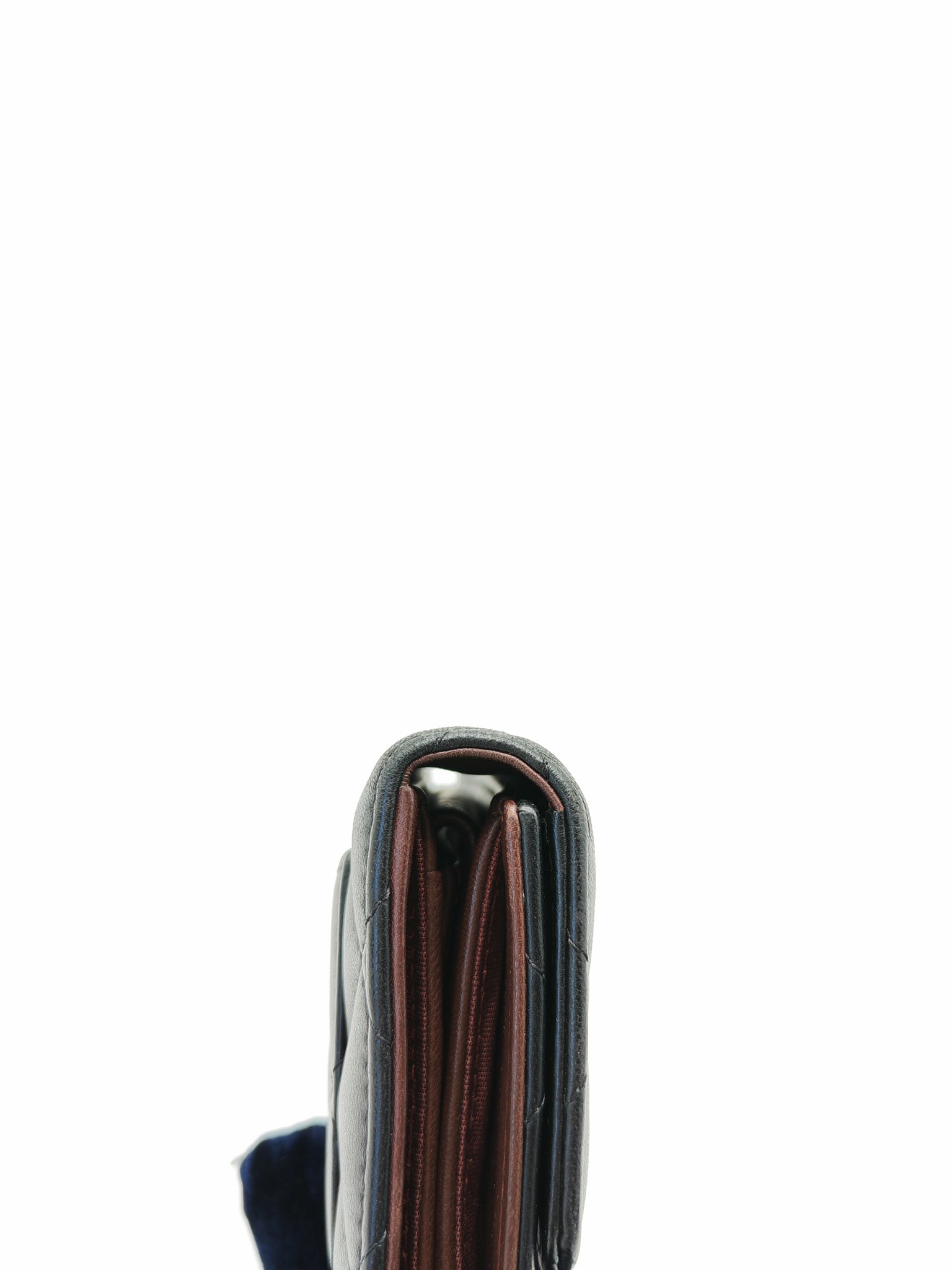 Trifold Long Wallet in Black Lambskin Leather & Gold Hardware Series 21 | Purse Maison Luxury Bags Shop