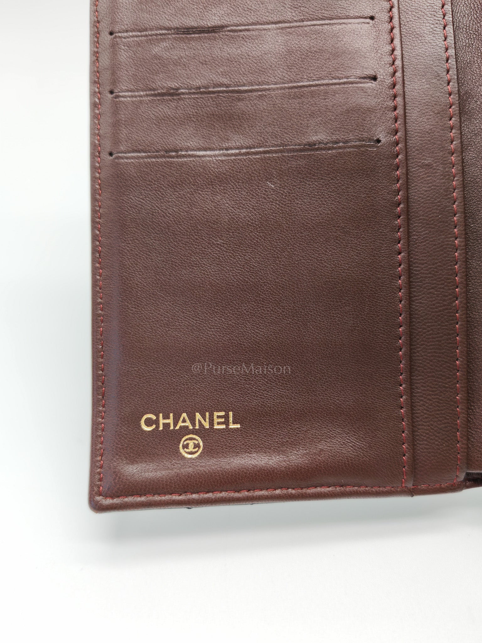 Trifold Long Wallet in Black Lambskin Leather & Gold Hardware Series 21 | Purse Maison Luxury Bags Shop