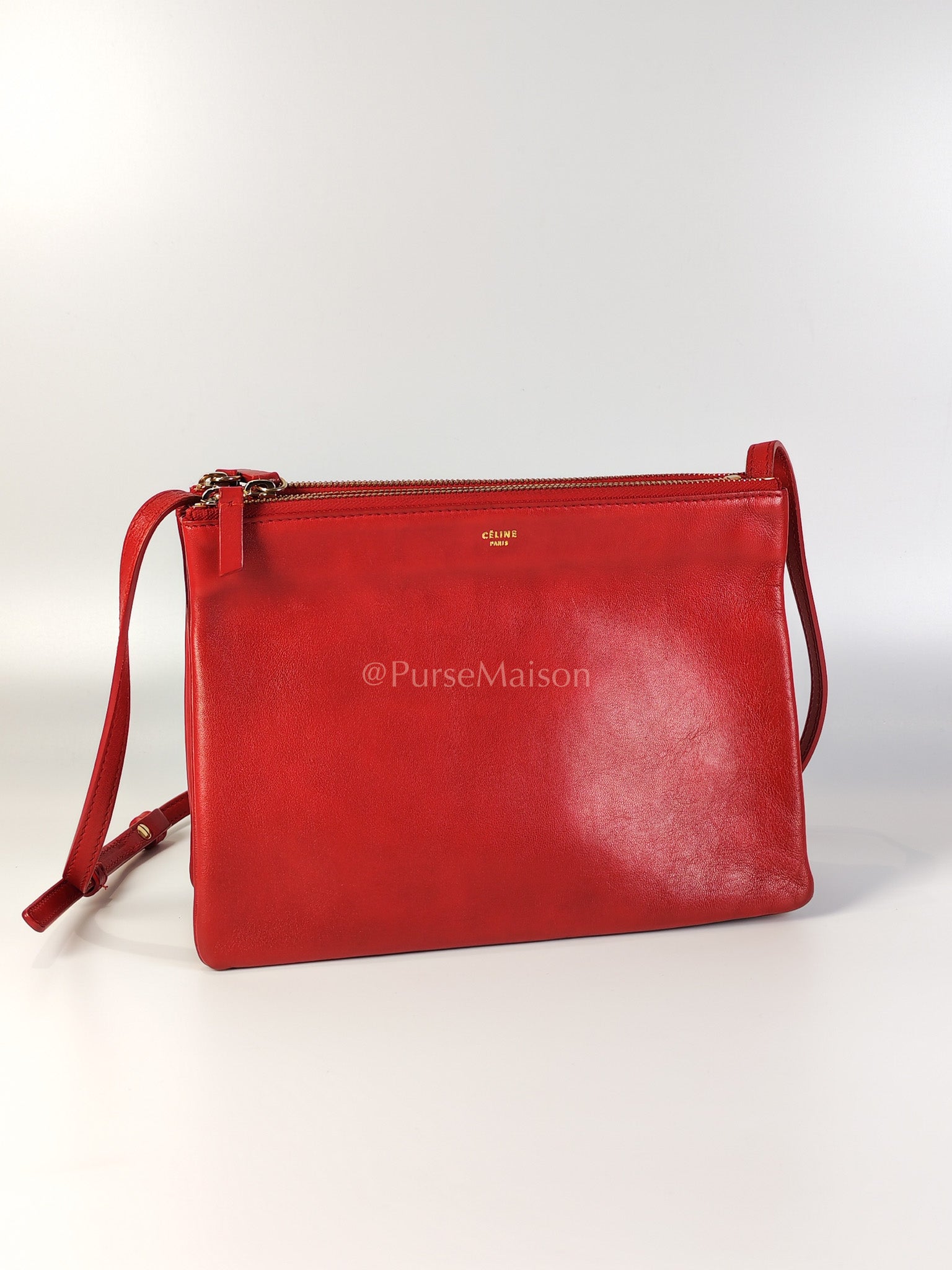 Trio Bag in Red Calfskin Leather Crossbody Bag | Purse Maison Luxury Bags Shop