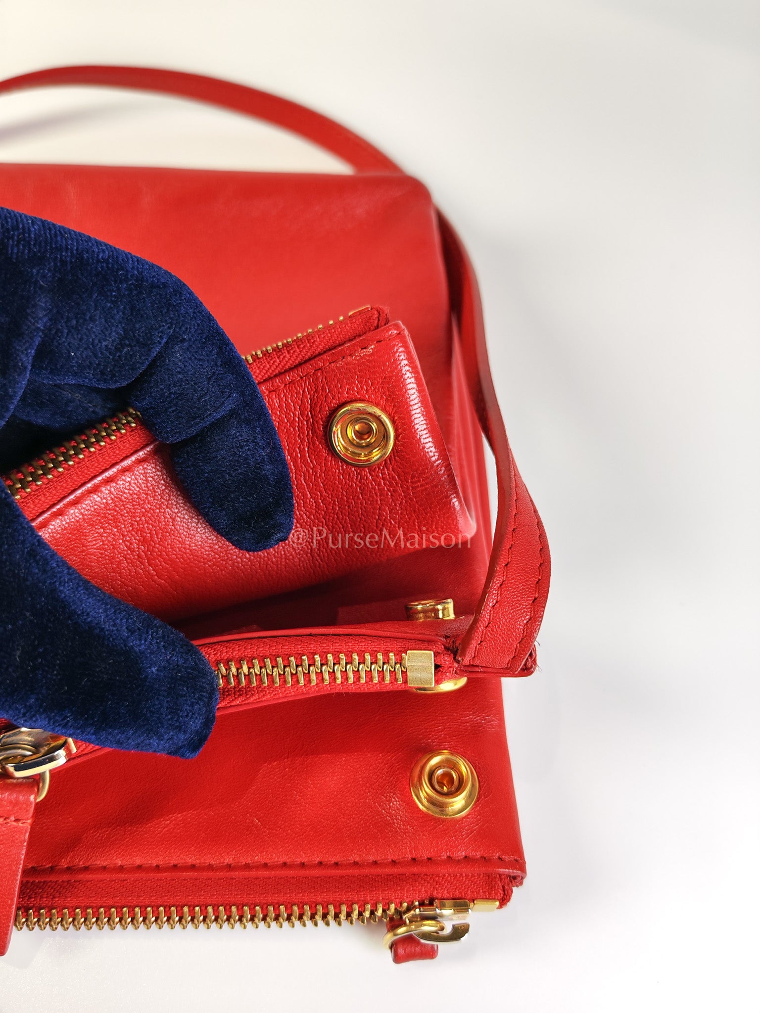 Trio Bag in Red Calfskin Leather Crossbody Bag | Purse Maison Luxury Bags Shop