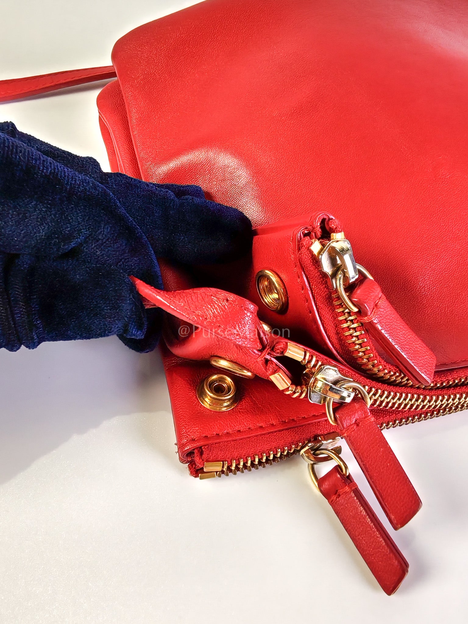 Trio Bag in Red Calfskin Leather Crossbody Bag | Purse Maison Luxury Bags Shop