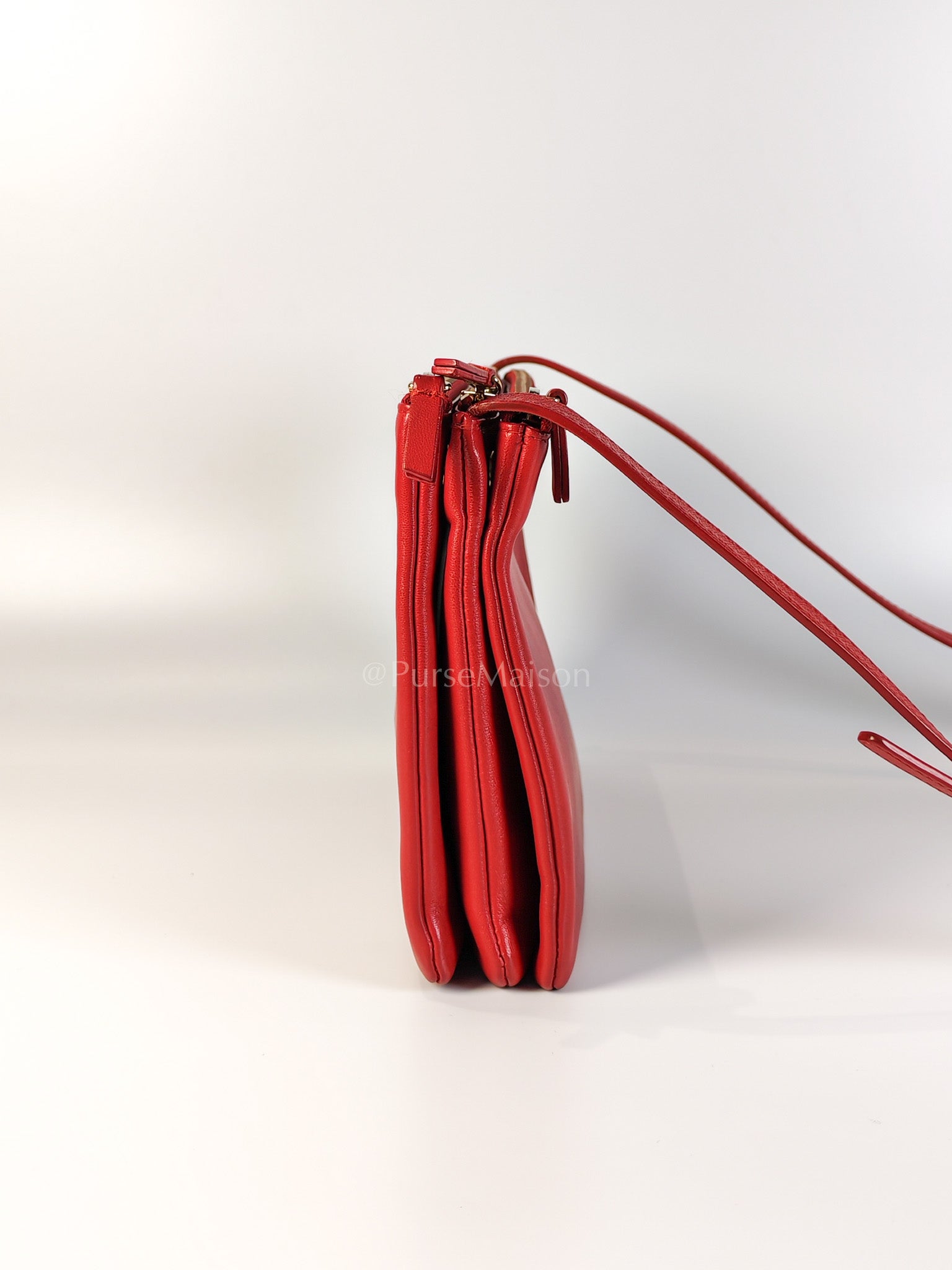 Trio Bag in Red Calfskin Leather Crossbody Bag | Purse Maison Luxury Bags Shop