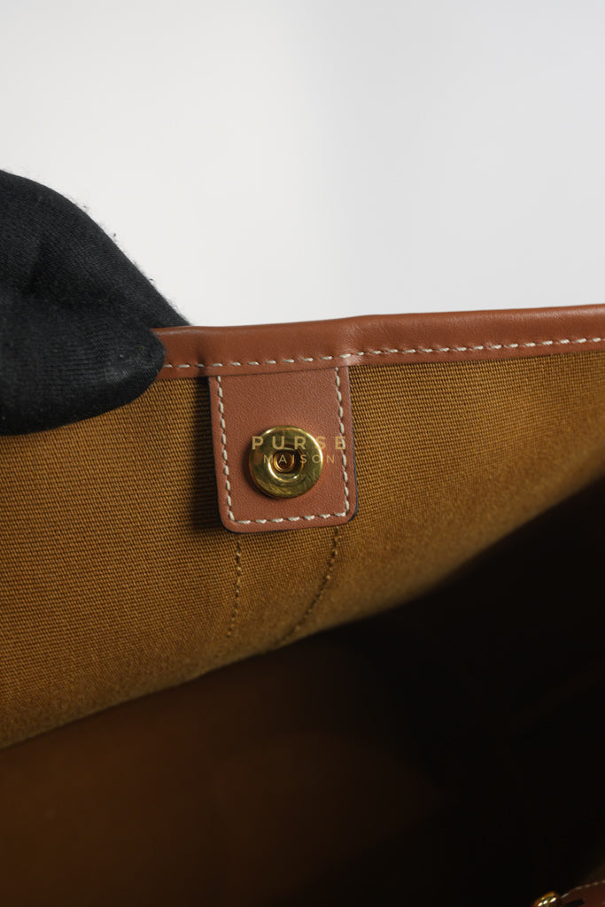 Triomphe Bucket Bag Small in Black/Dark Brown Calfskin Leather & Gold Hardware | Purse Maison Luxury Bags Shop