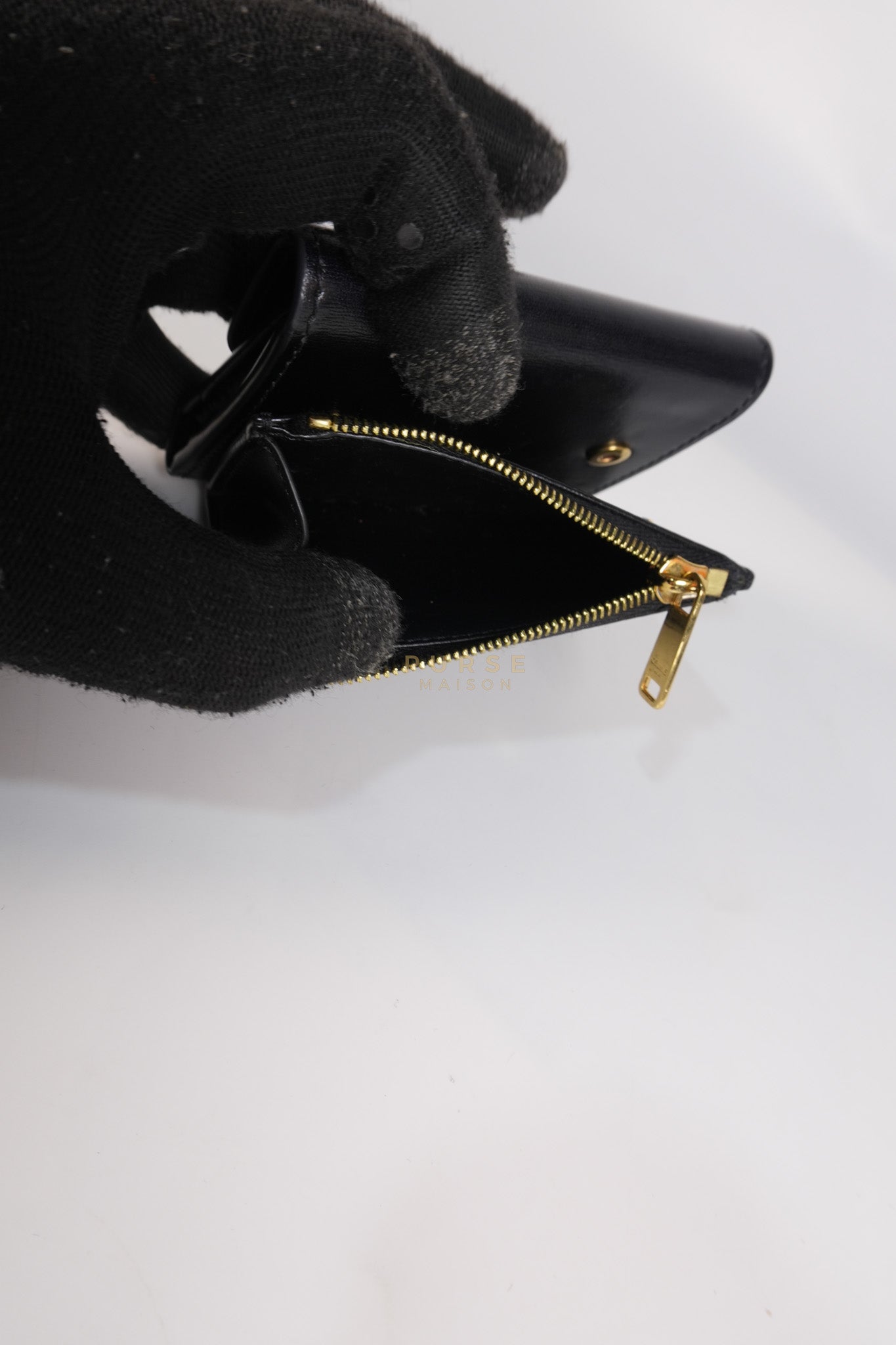 Triomphe Compact Wallet with Coin Purse in Black Calfskin Leather | Purse Maison Luxury Bags Shop