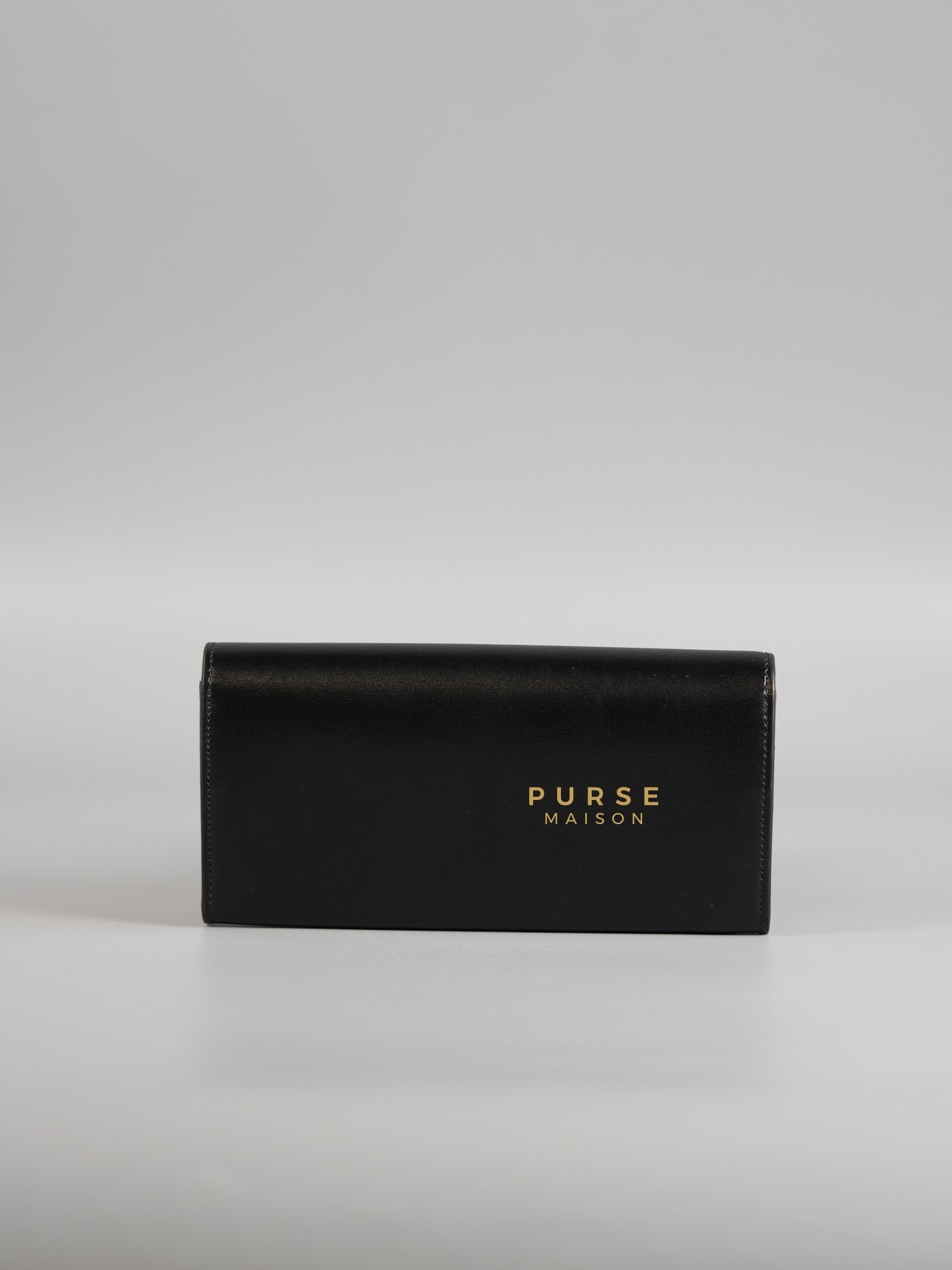 Triomphe Long Flap Wallet in Black Shiny Calfskin | Purse Maison Luxury Bags Shop