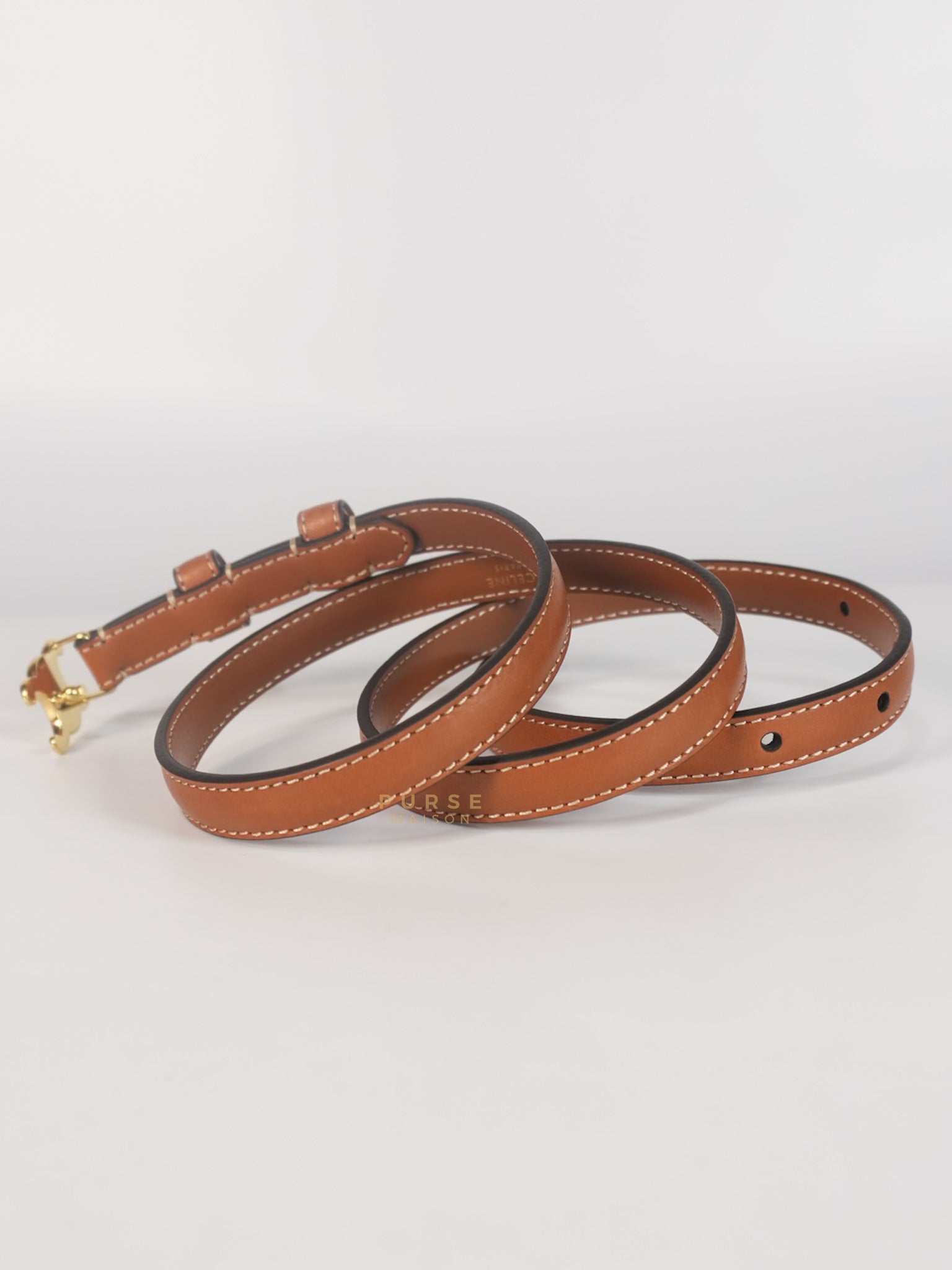 Triomphe Medium 25mm Belt in Tan Calfskin Leather Size 75cm | Purse Maison Luxury Bags Shop