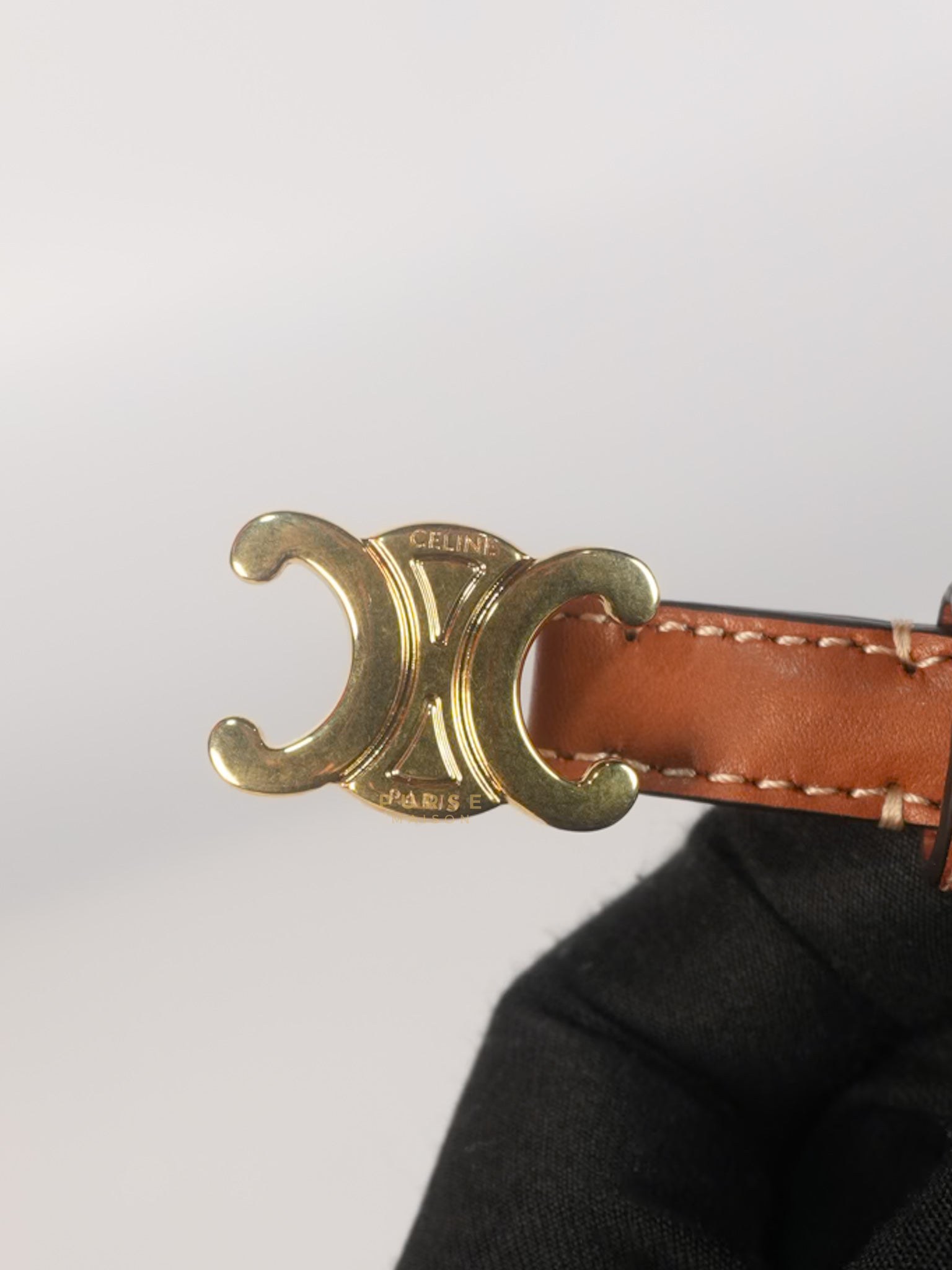 Triomphe Medium 25mm Belt in Tan Calfskin Leather Size 75cm | Purse Maison Luxury Bags Shop