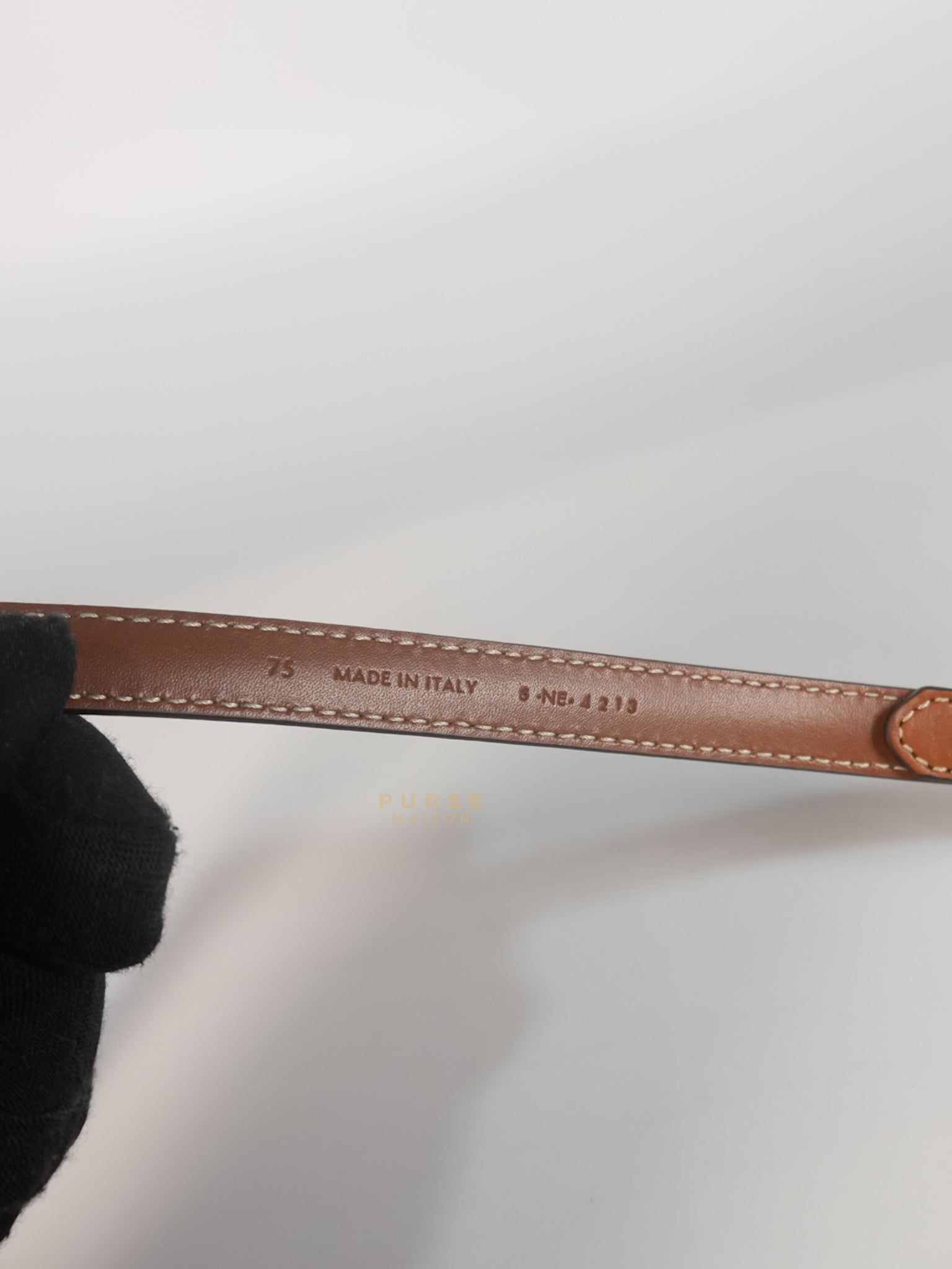 Triomphe Medium 25mm Belt in Tan Calfskin Leather Size 75cm | Purse Maison Luxury Bags Shop