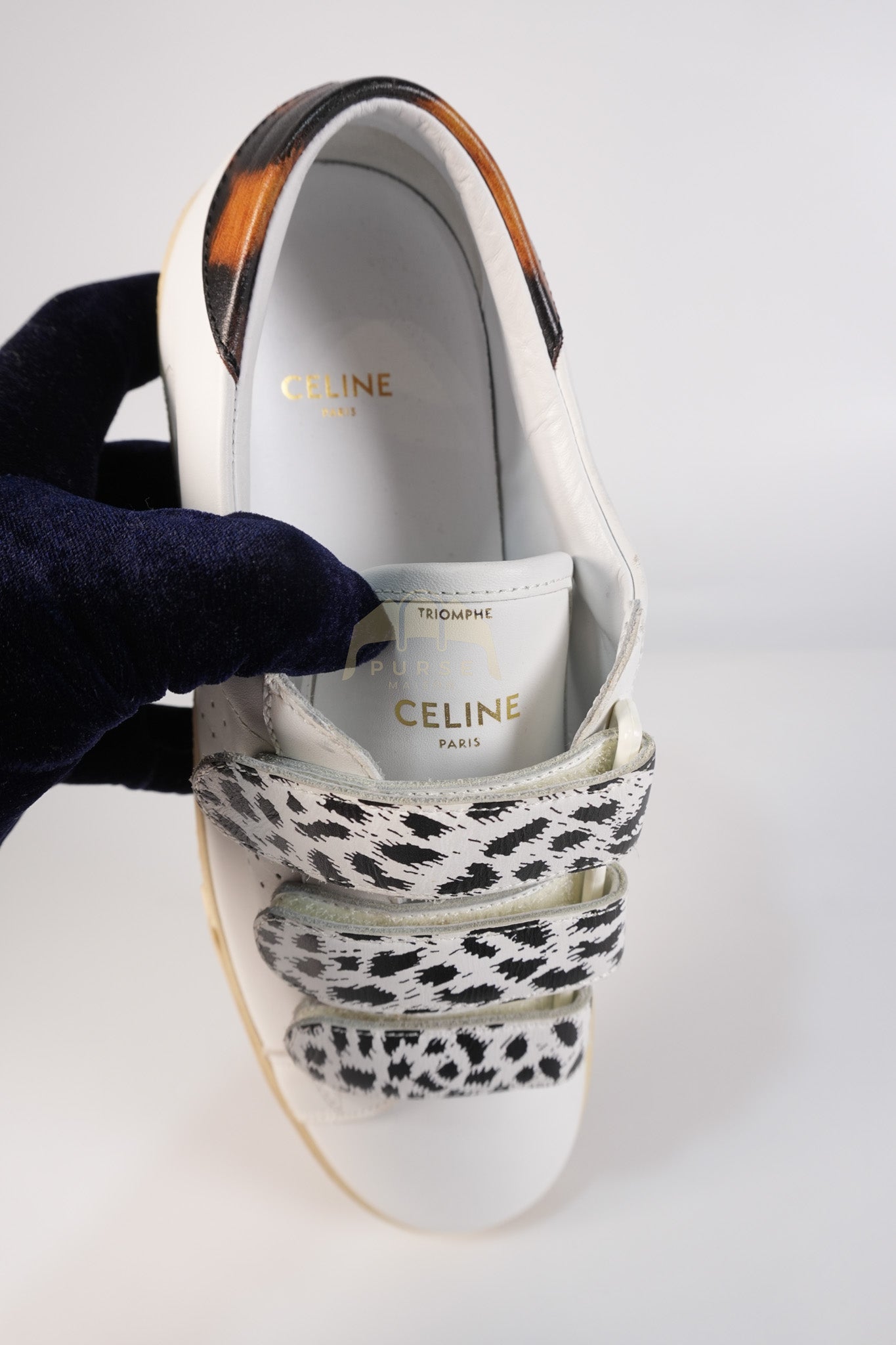 Triomphe Sneakers Touch Strap in White Leather Size 40 (25cm) | Purse Maison Luxury Bags Shop