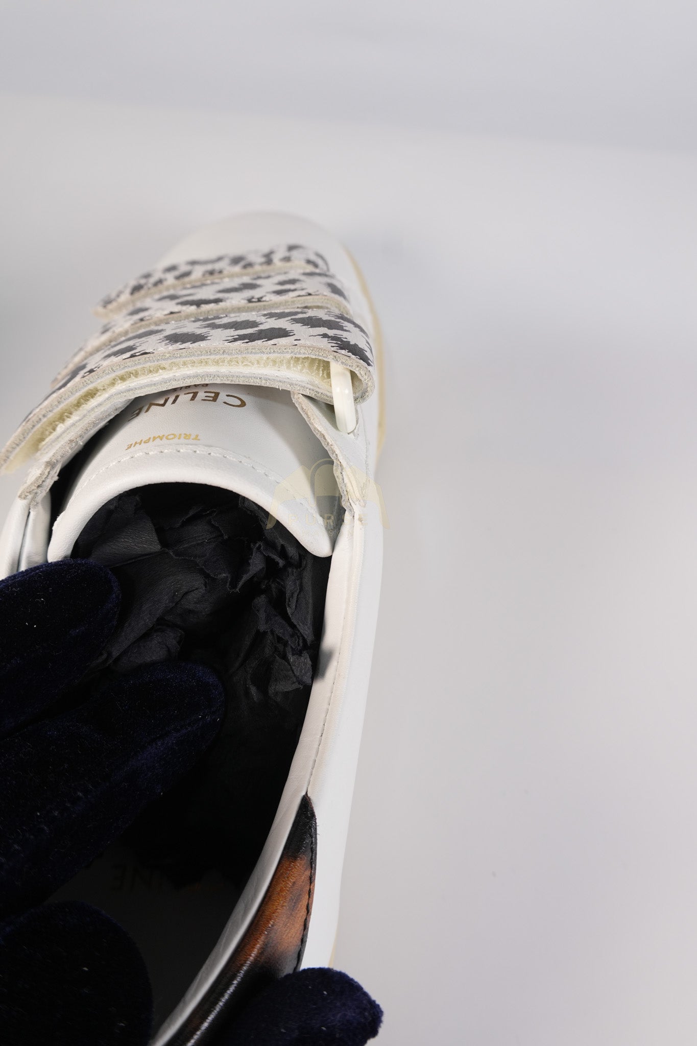 Triomphe Sneakers Touch Strap in White Leather Size 40 (25cm) | Purse Maison Luxury Bags Shop