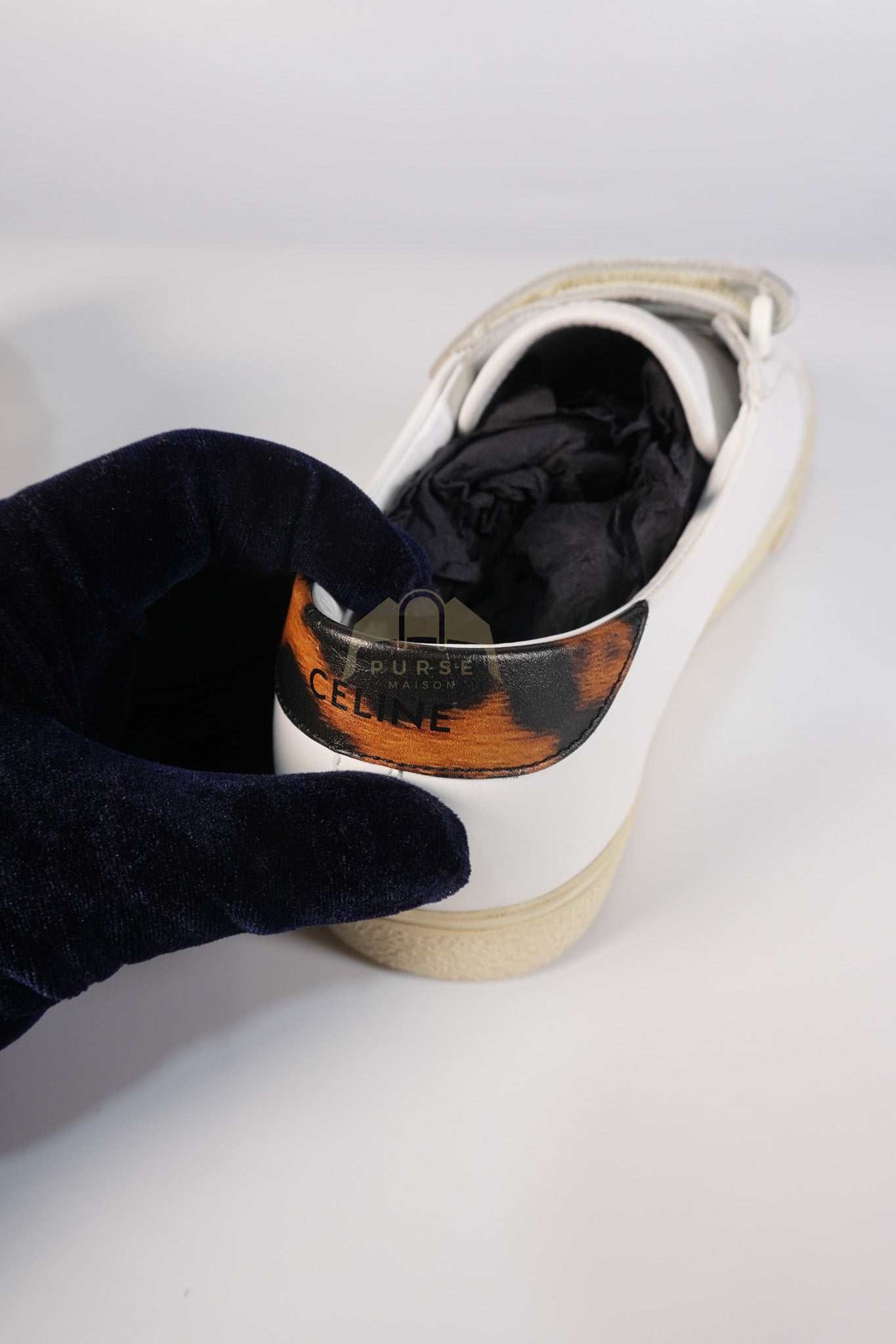 Triomphe Sneakers Touch Strap in White Leather Size 40 (25cm) | Purse Maison Luxury Bags Shop