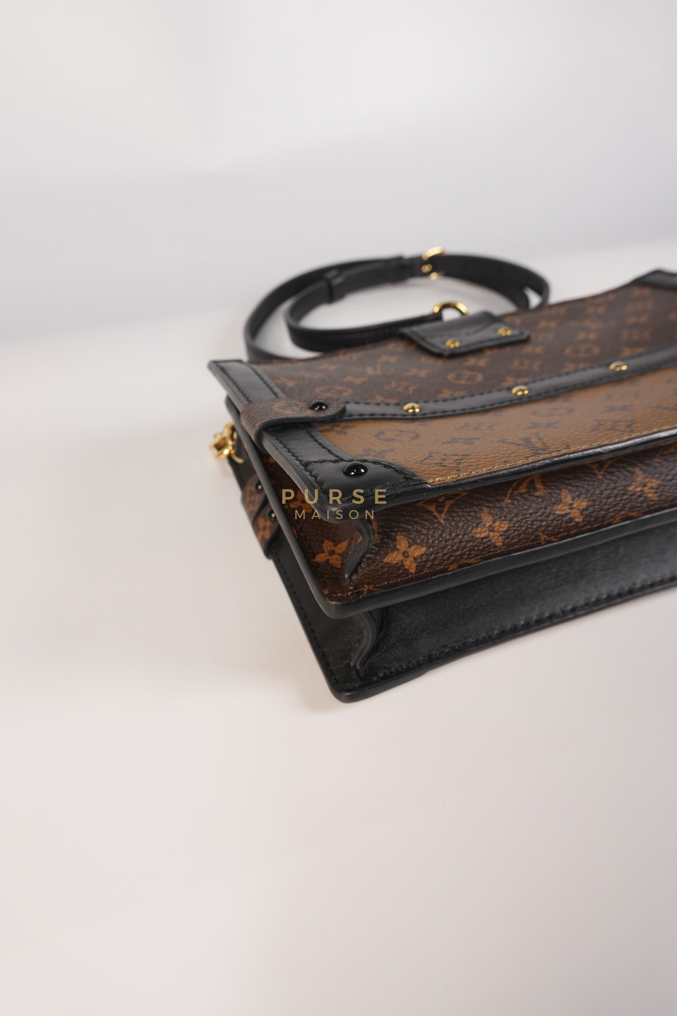 Trunk Clutch Crossbody Bag in Reverse Monogram Canvas | Purse Maison Luxury Bags Shop