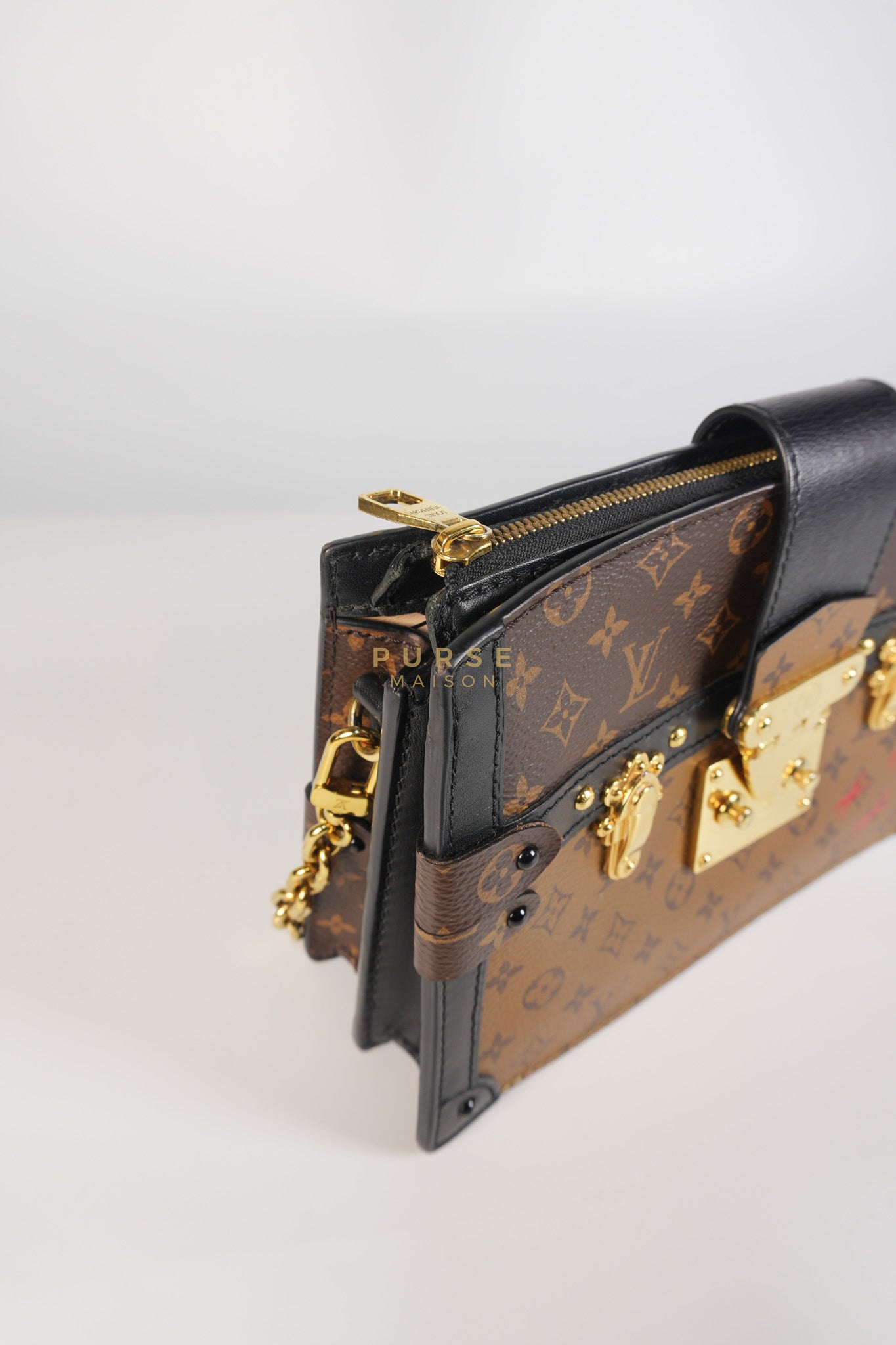 Trunk Clutch Crossbody Bag in Reverse Monogram Canvas | Purse Maison Luxury Bags Shop
