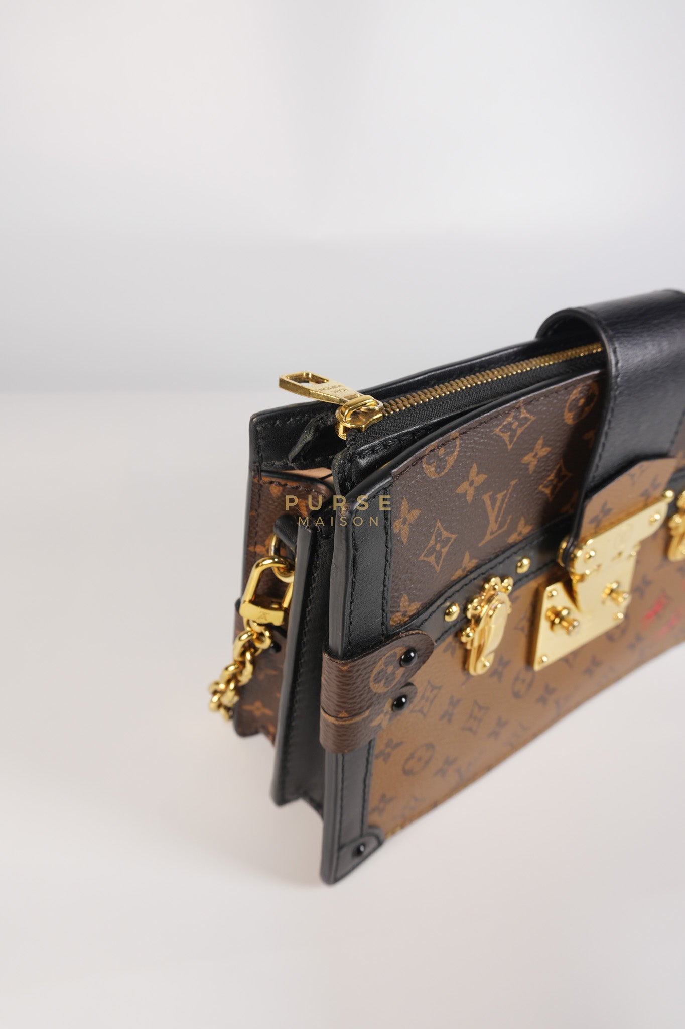 Trunk Clutch Crossbody Bag in Reverse Monogram Canvas | Purse Maison Luxury Bags Shop