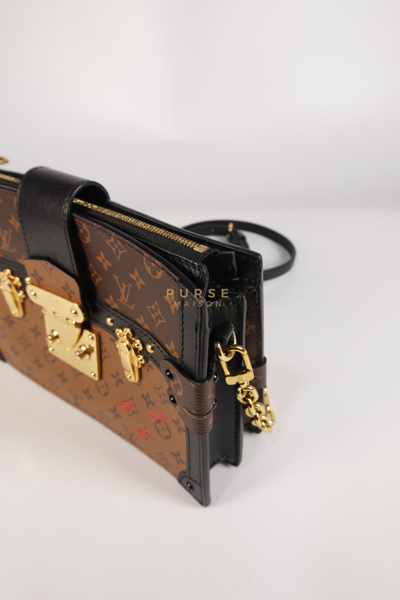 Trunk Clutch Crossbody Bag in Reverse Monogram Canvas | Purse Maison Luxury Bags Shop