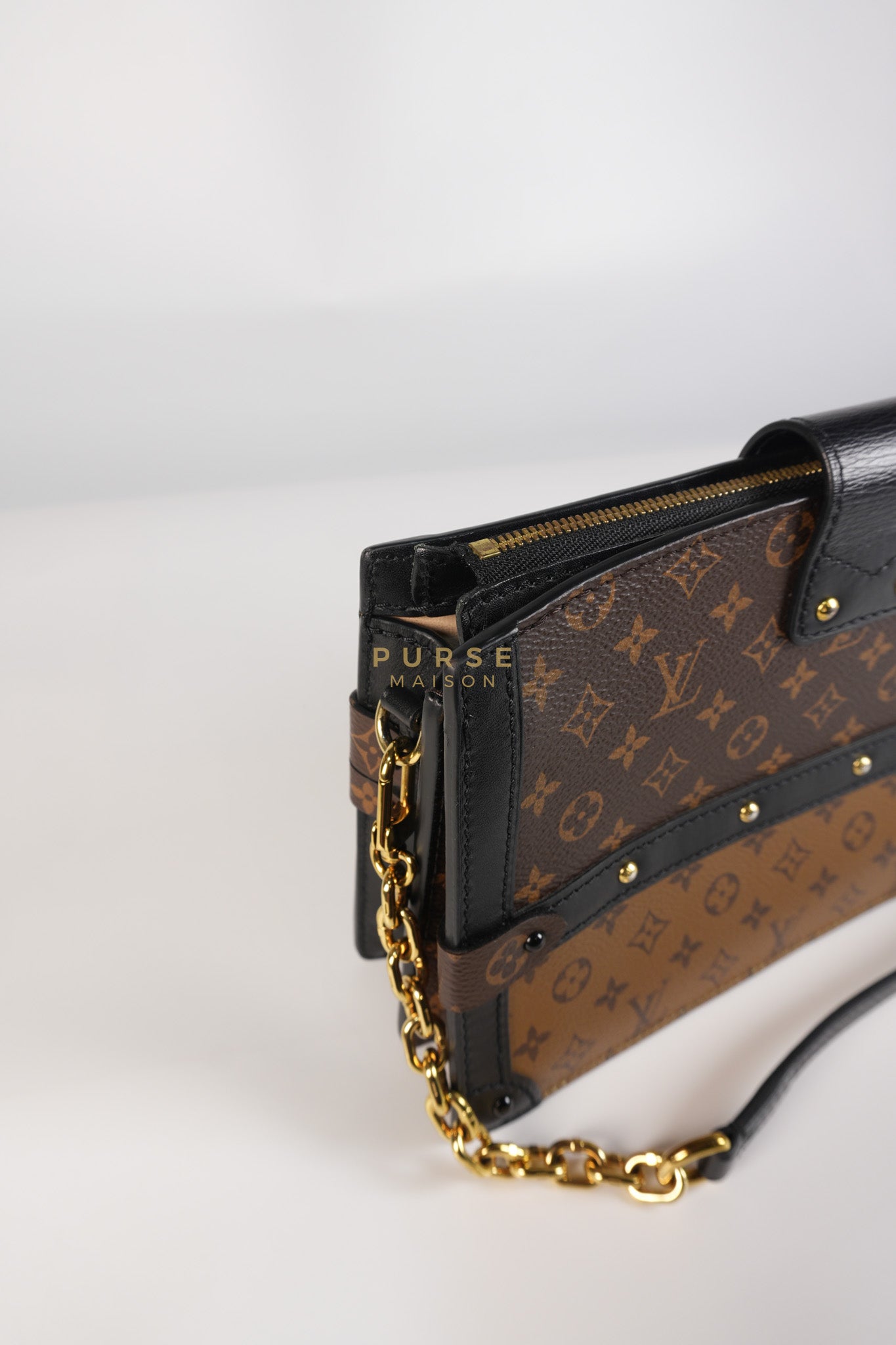 Trunk Clutch Crossbody Bag in Reverse Monogram Canvas | Purse Maison Luxury Bags Shop