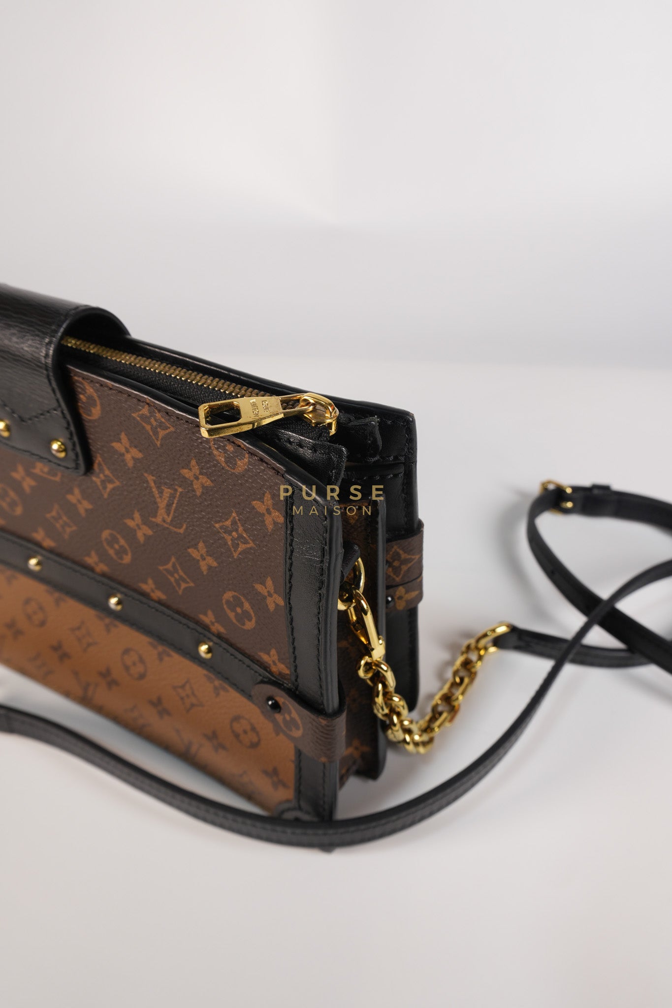 Trunk Clutch Crossbody Bag in Reverse Monogram Canvas | Purse Maison Luxury Bags Shop