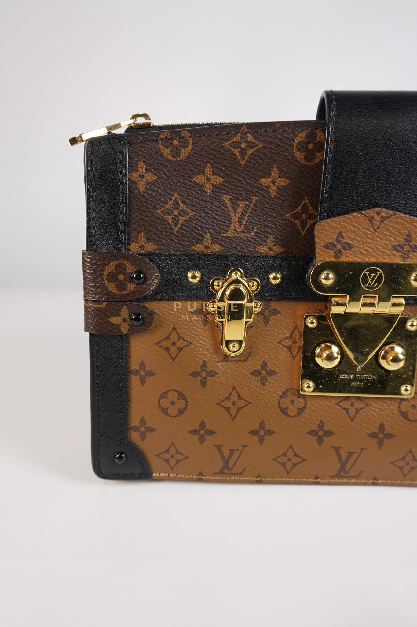 Trunk Clutch Crossbody Bag in Reverse Monogram Canvas | Purse Maison Luxury Bags Shop