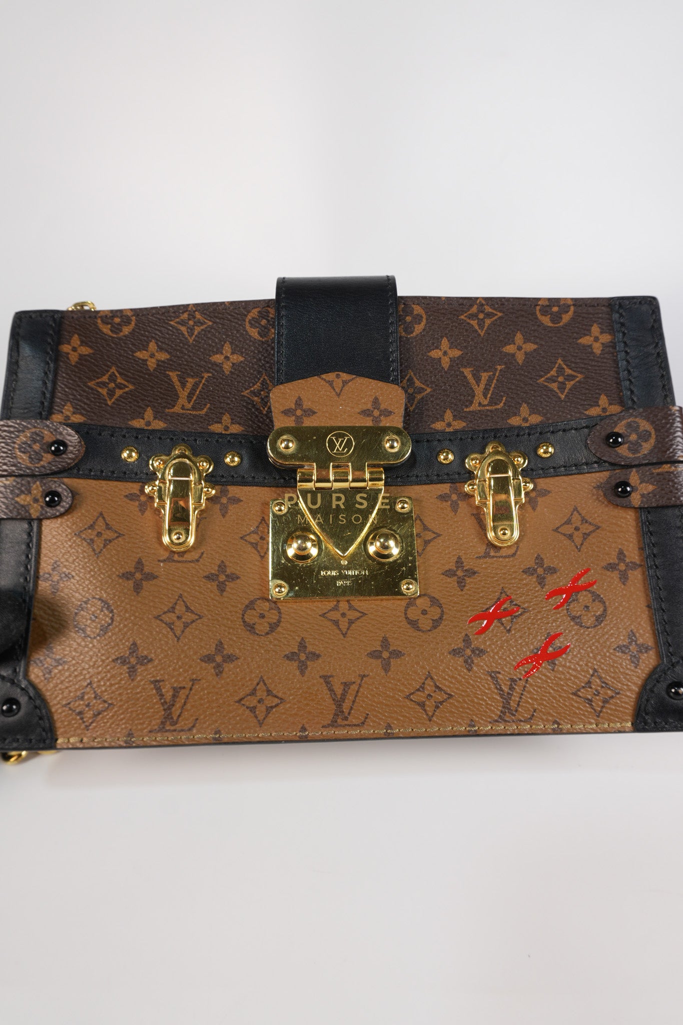 Trunk Clutch Crossbody Bag in Reverse Monogram Canvas | Purse Maison Luxury Bags Shop