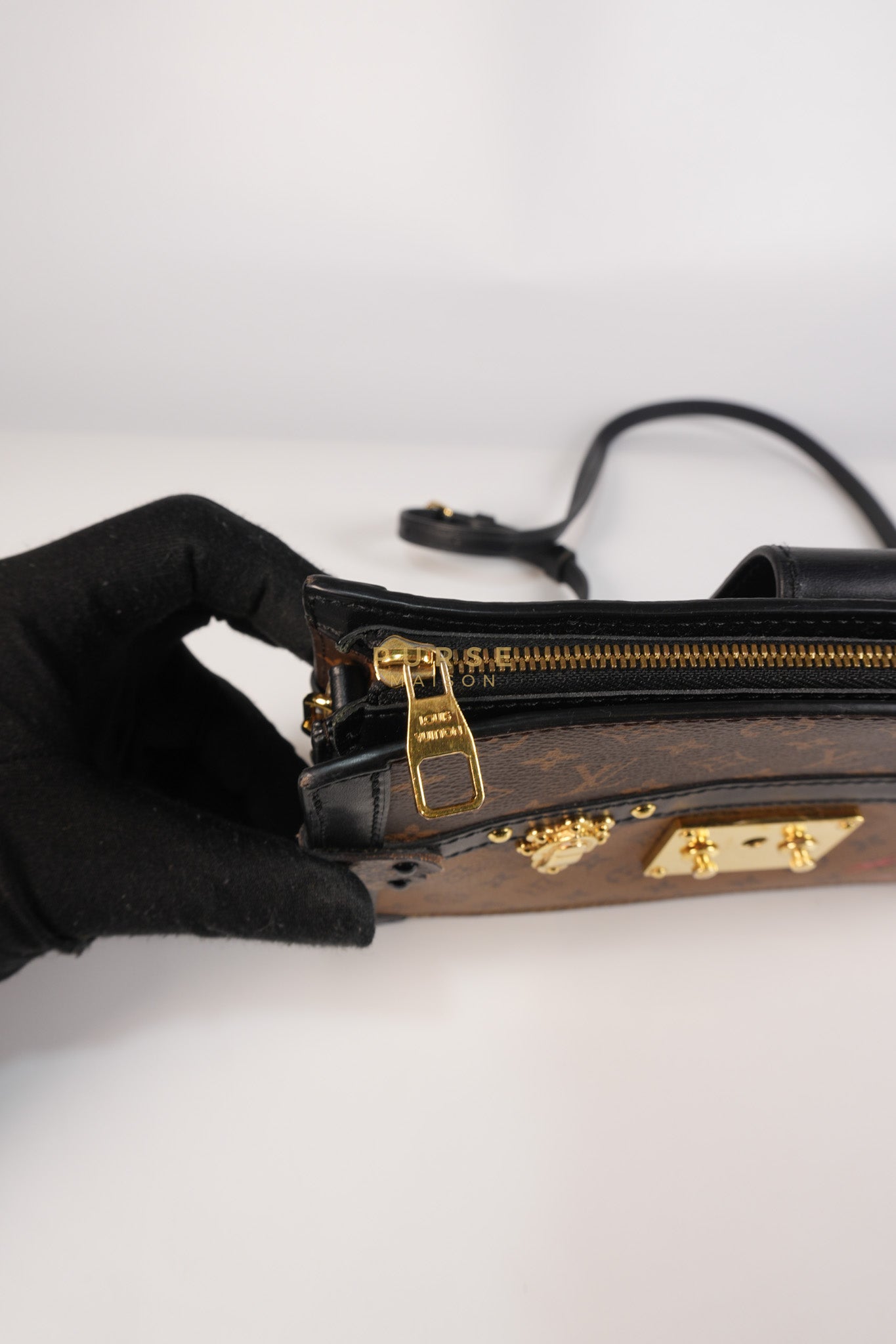 Trunk Clutch Crossbody Bag in Reverse Monogram Canvas | Purse Maison Luxury Bags Shop