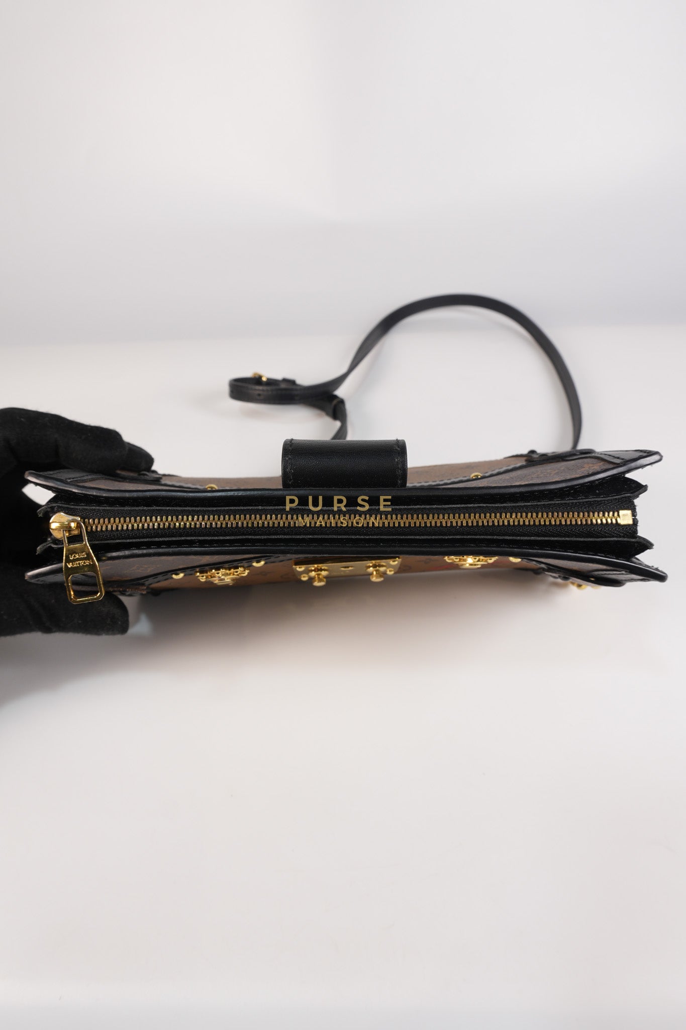 Trunk Clutch Crossbody Bag in Reverse Monogram Canvas | Purse Maison Luxury Bags Shop